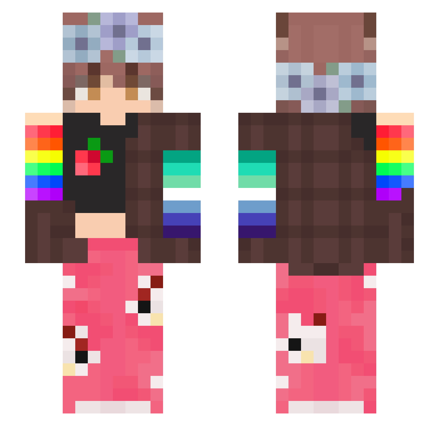Rebirth8987 Minecraft skin, front and back view