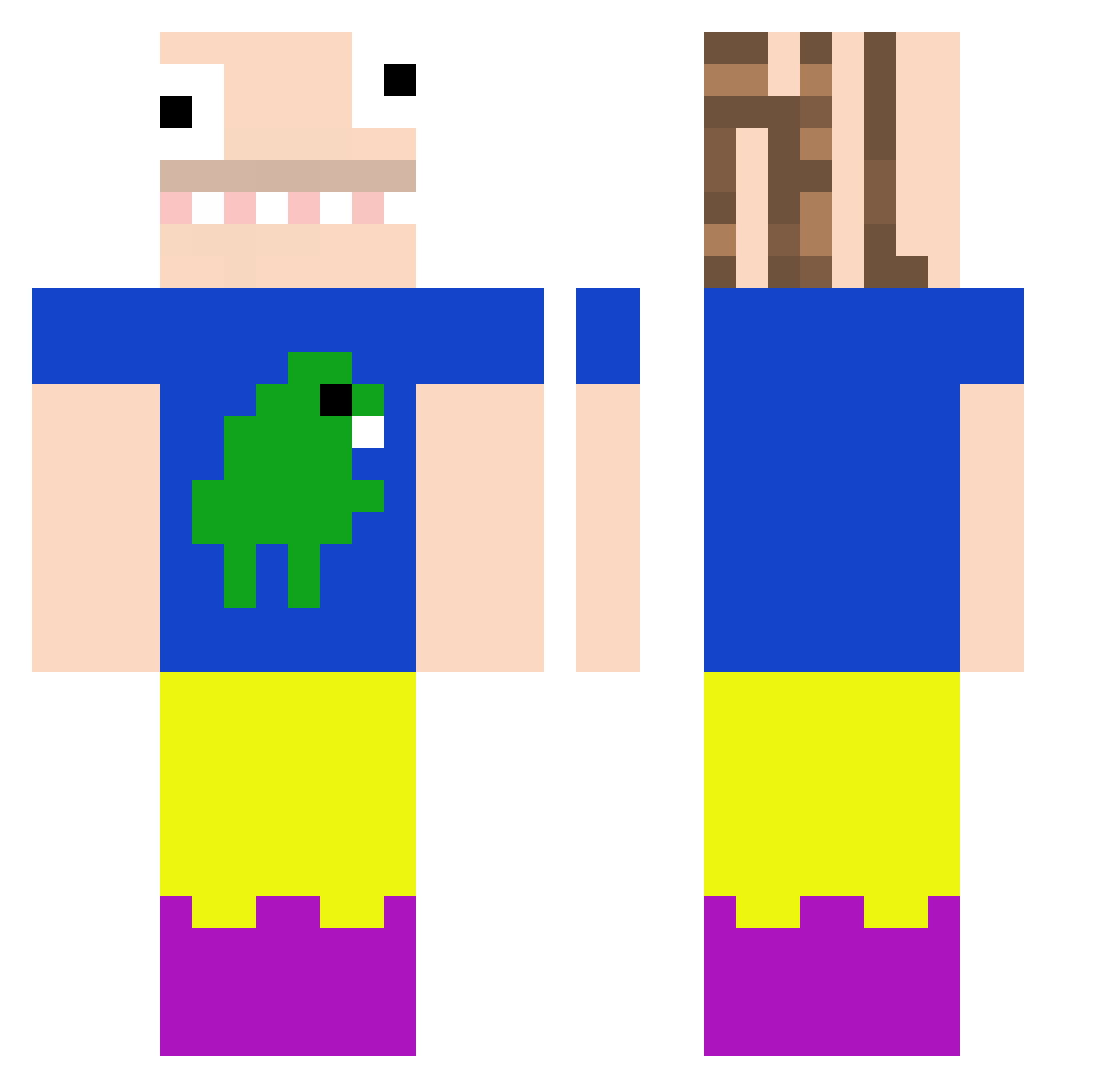 freakyferdi Minecraft skin, front and back view