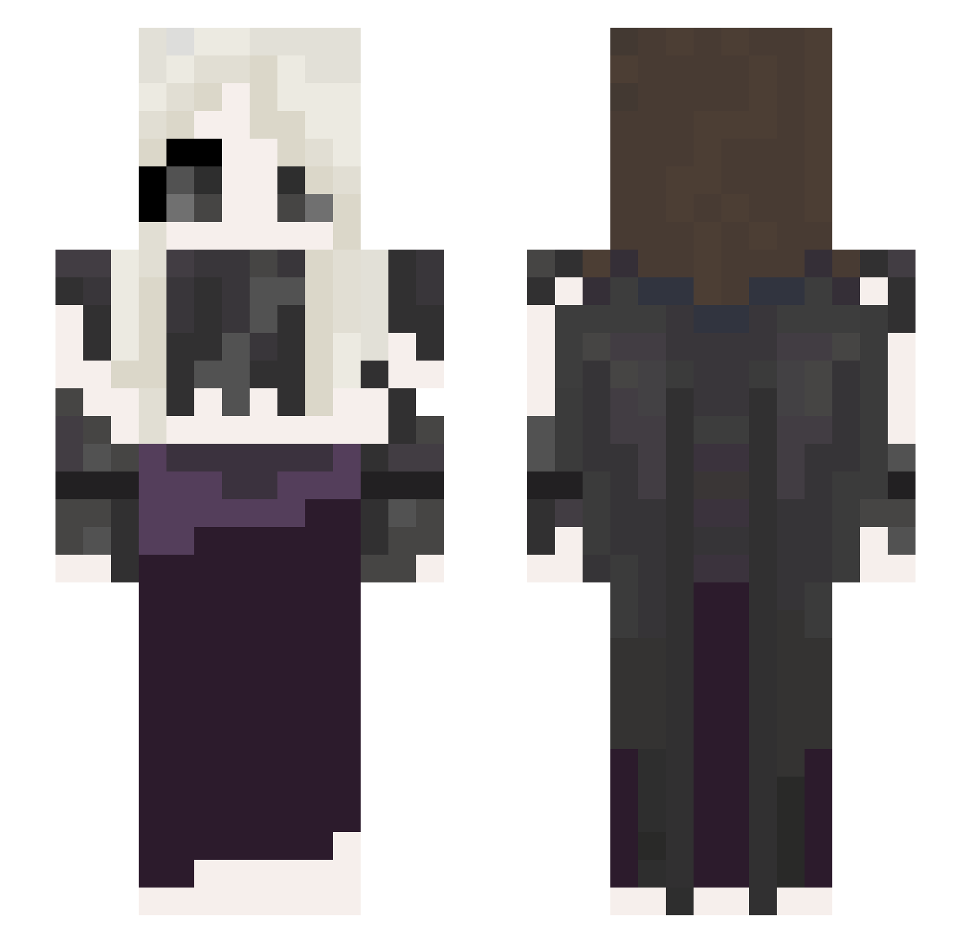 H3XD_V01D Minecraft skin, front and back view