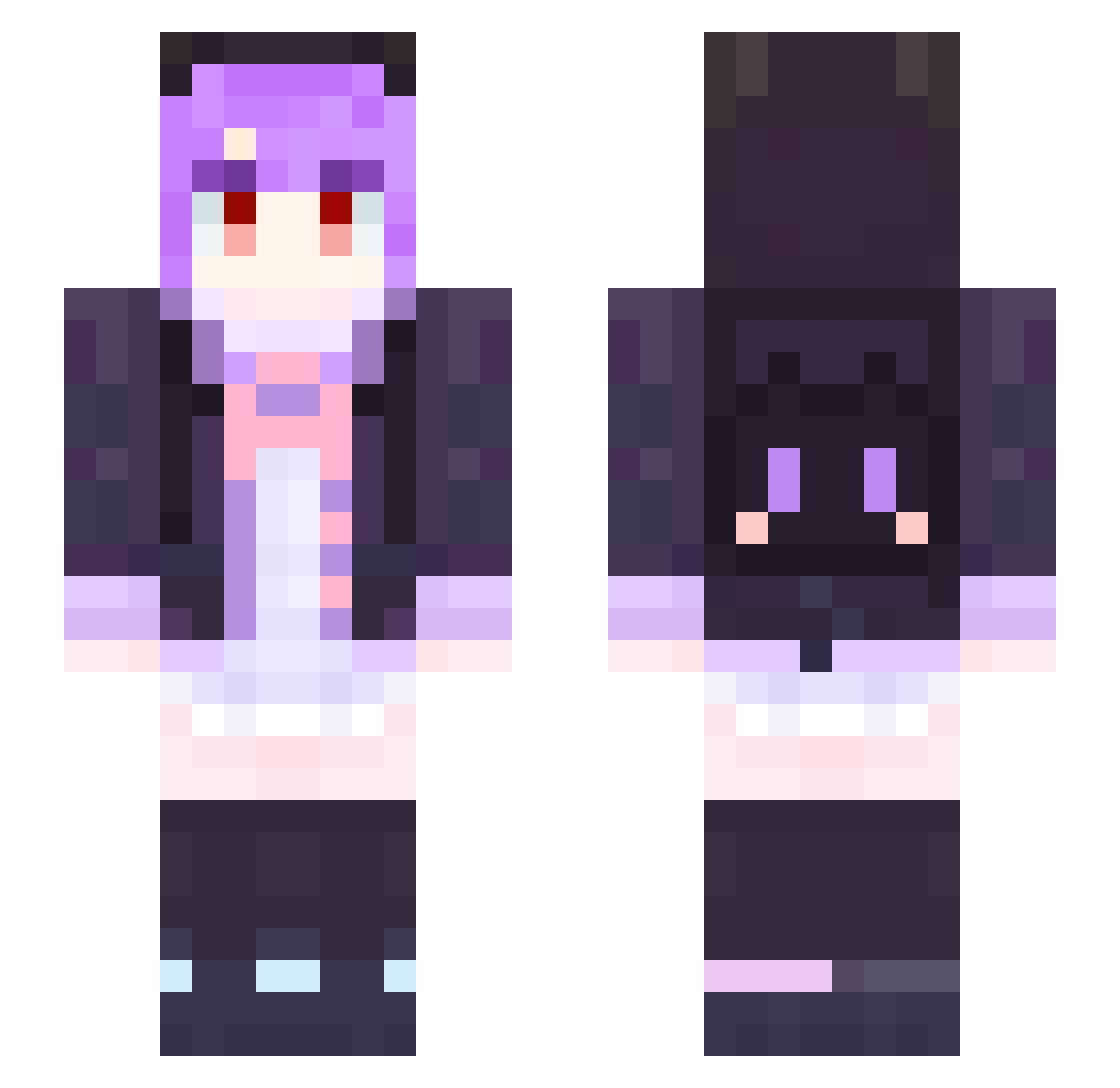 UozaAzusa Minecraft skin, front and back view