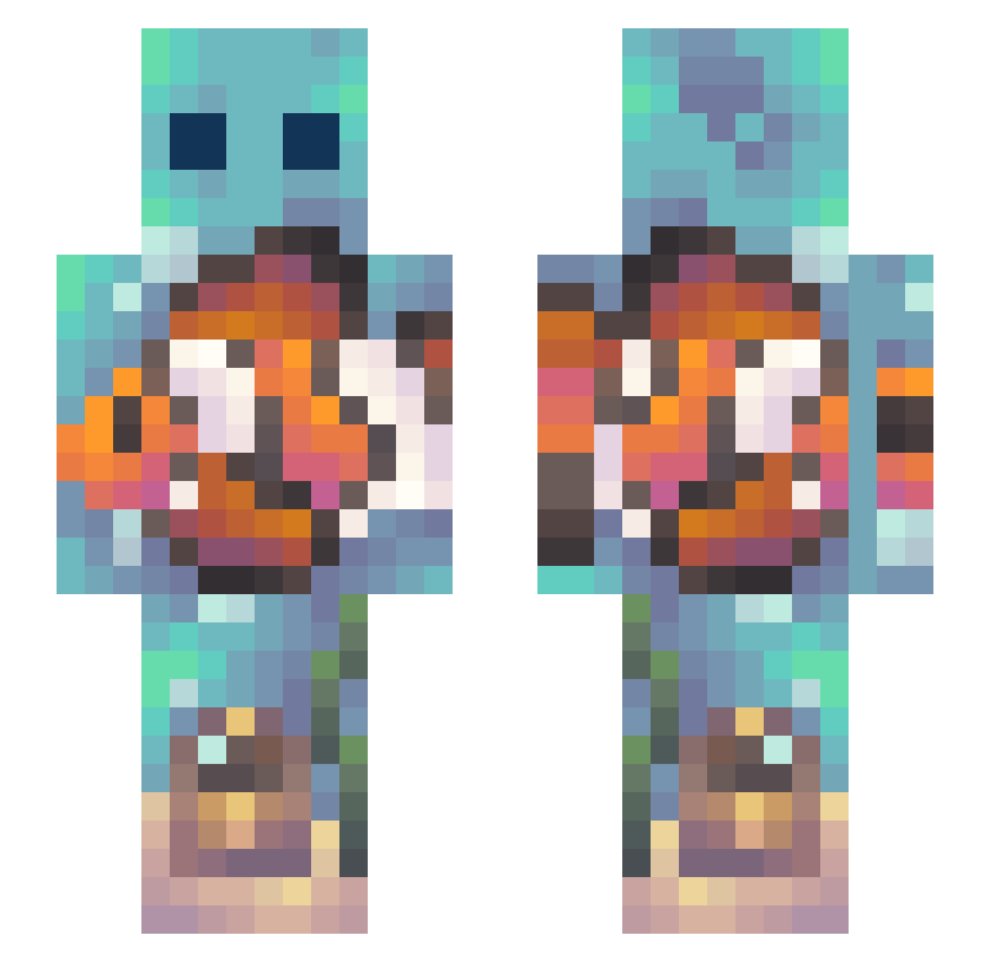 Hedgep0g Minecraft skin, front and back view