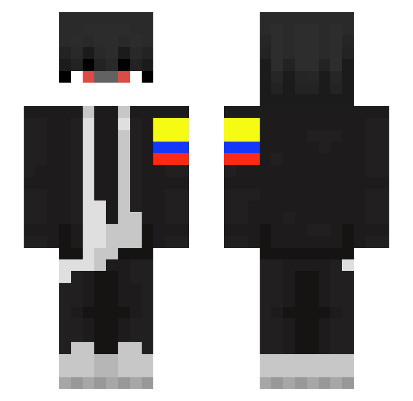 iZayrox77 Minecraft skin, front and back view