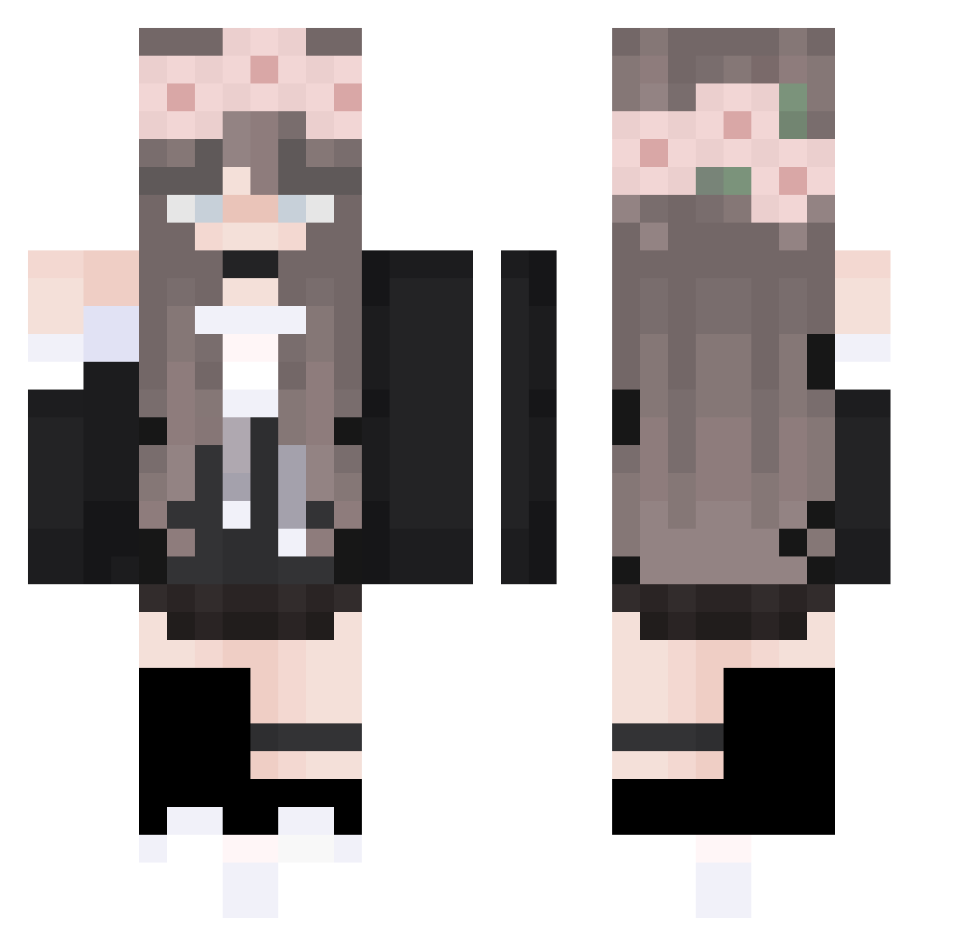 DeeDeeD Minecraft skin, front and back view