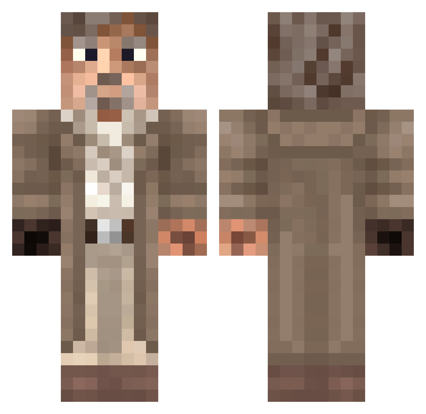 Floodwood Minecraft skin, front and back view