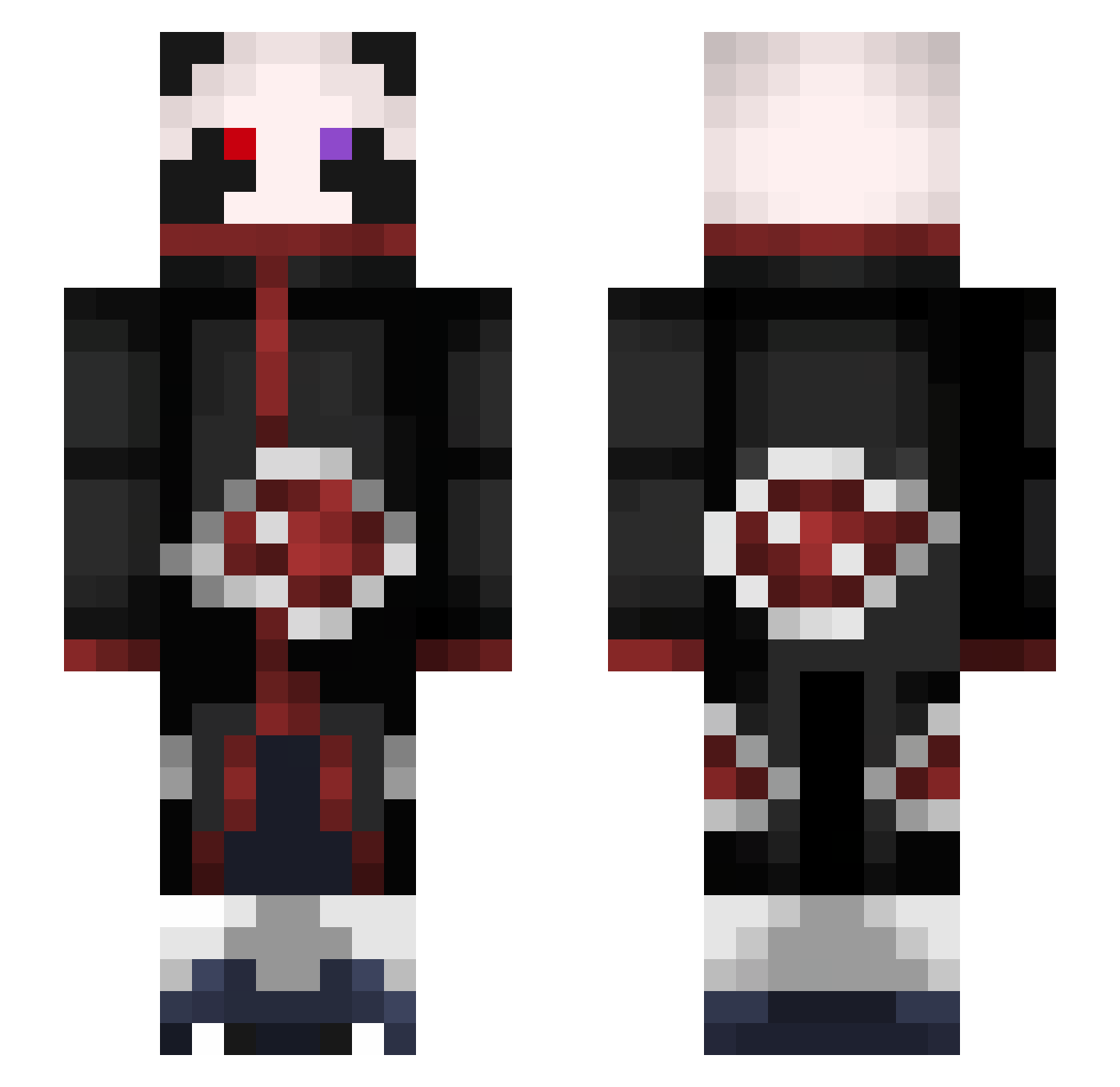 eXzeeel Minecraft skin, front and back view