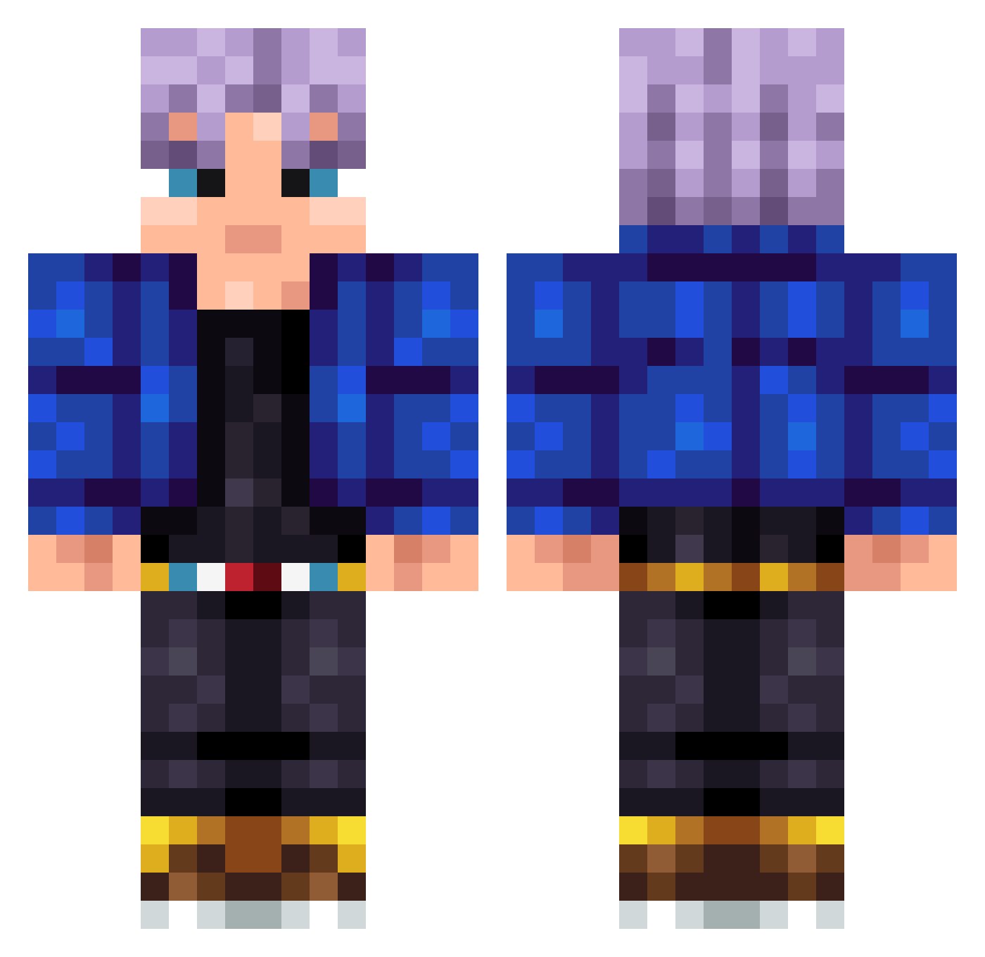 Coconautist Minecraft skin, front and back view