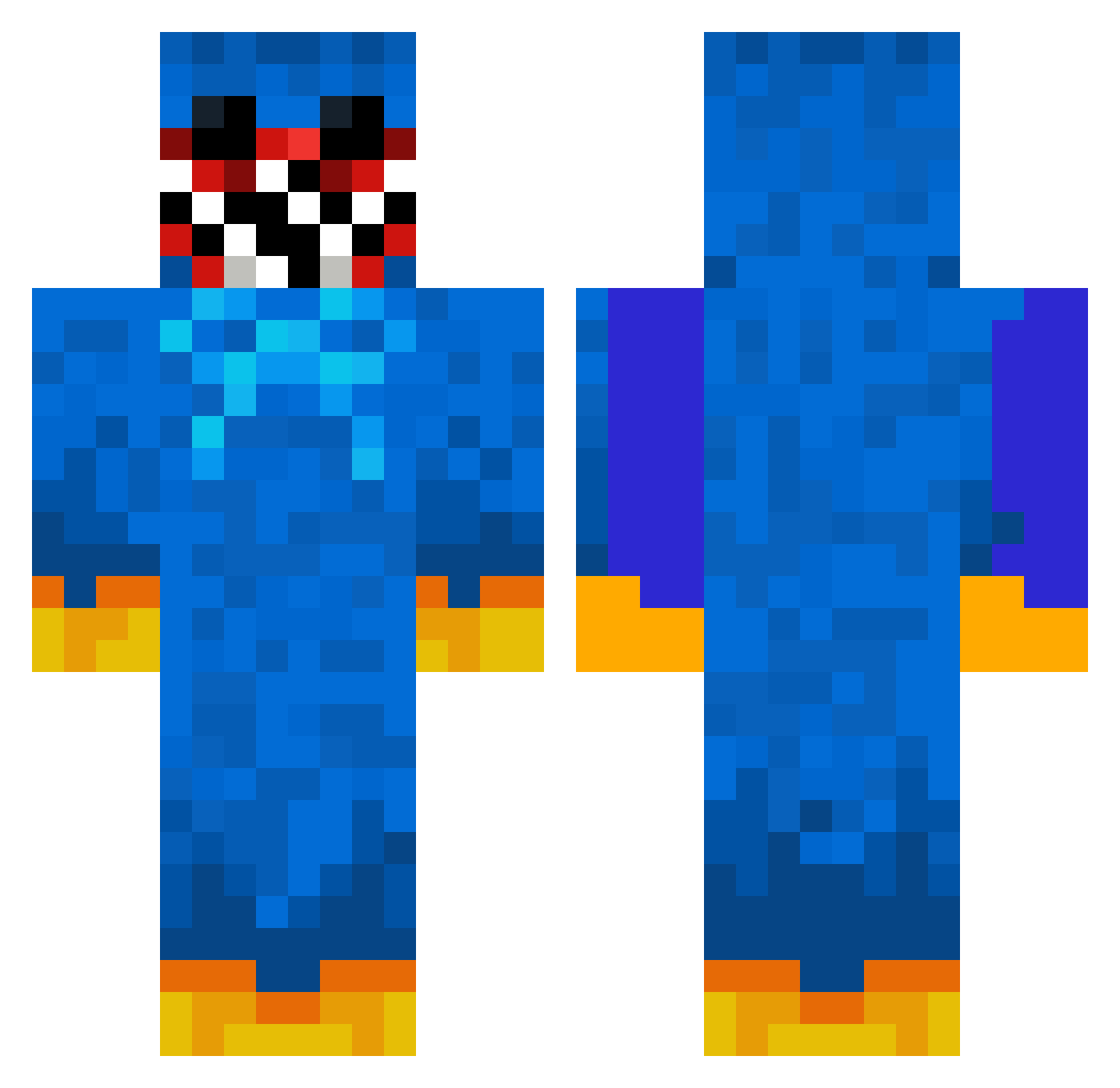 Benkkukissa Minecraft skin, front and back view