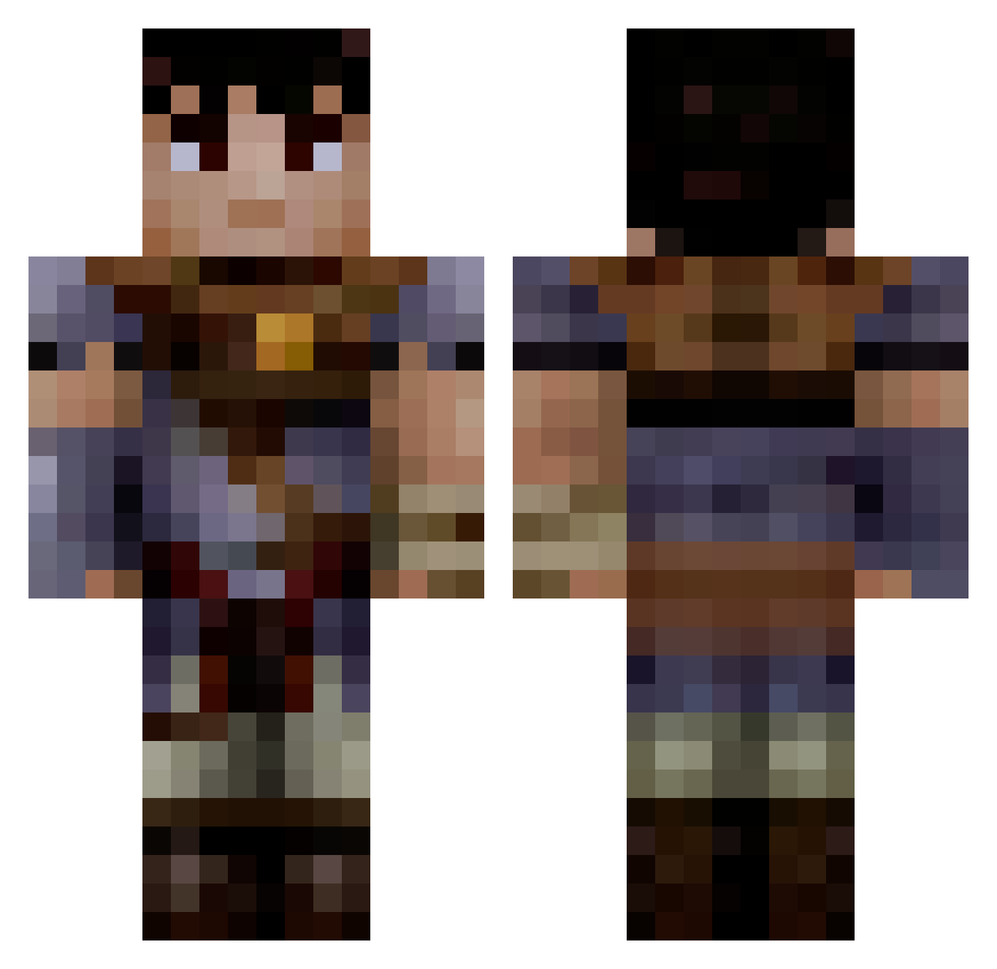noaho Minecraft skin, front and back view