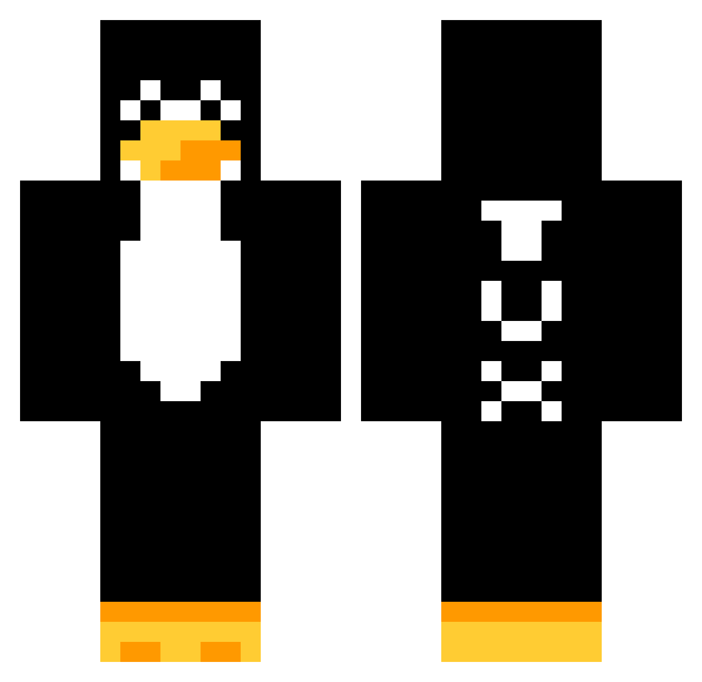 nacaxe Minecraft skin, front and back view