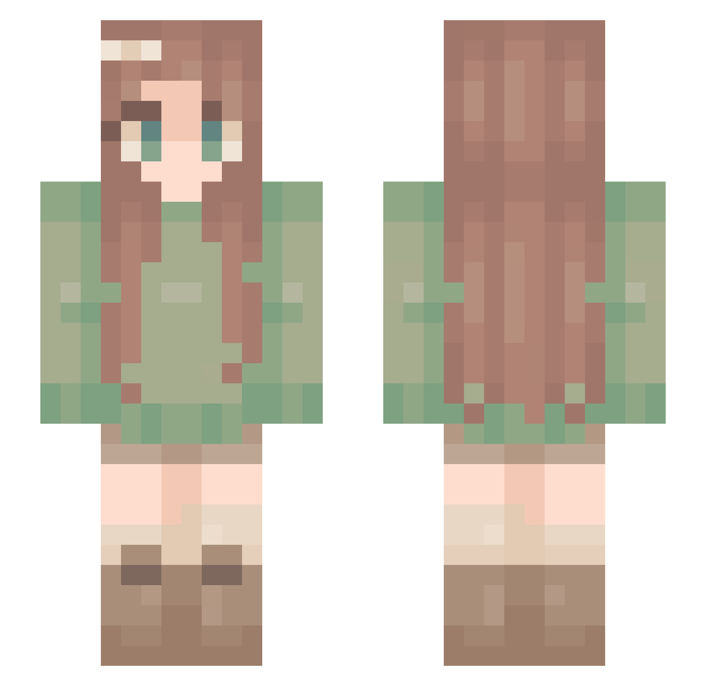 AlmondJoy Minecraft skin, front and back view