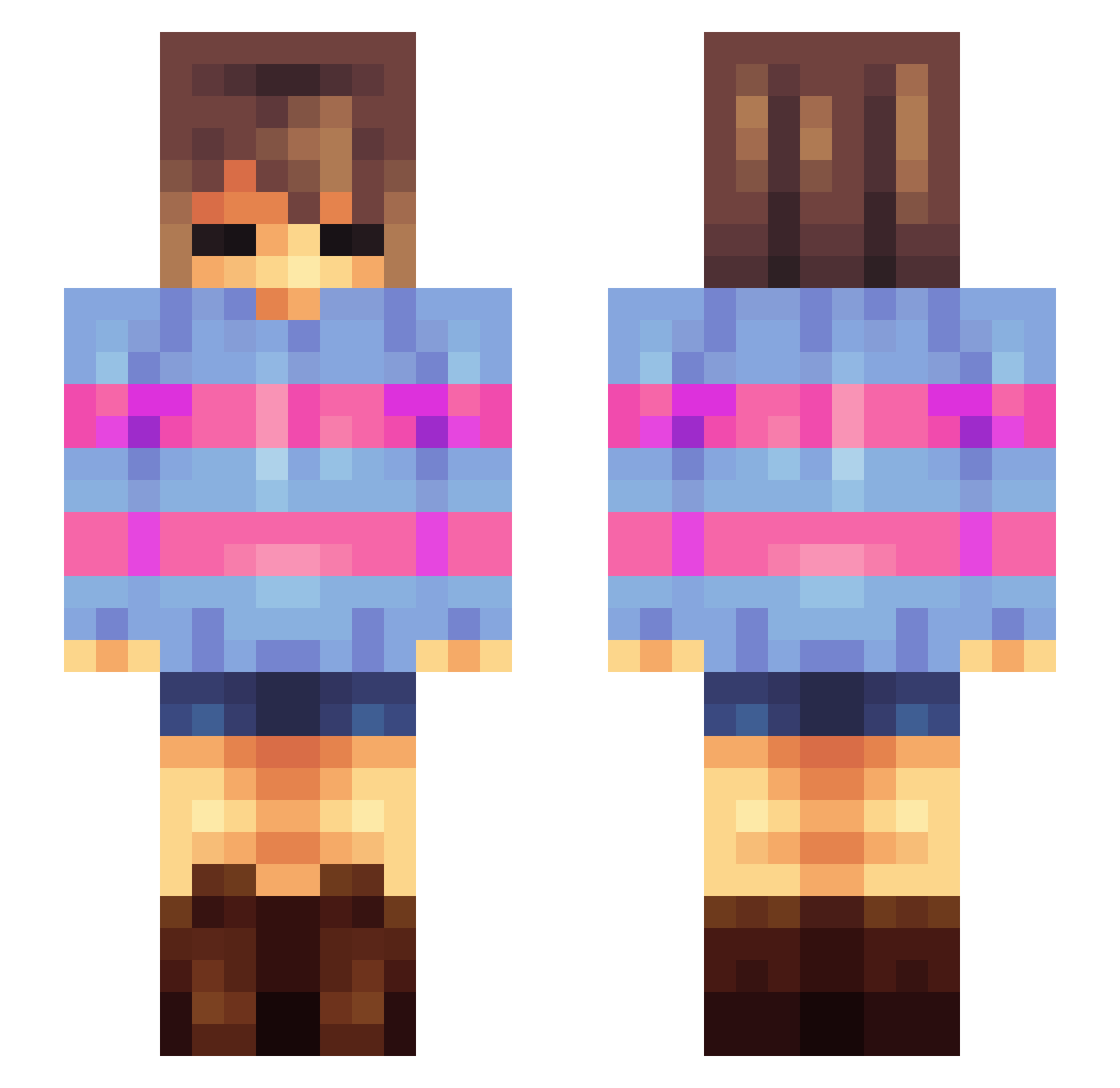 Luccha Minecraft skin, front and back view