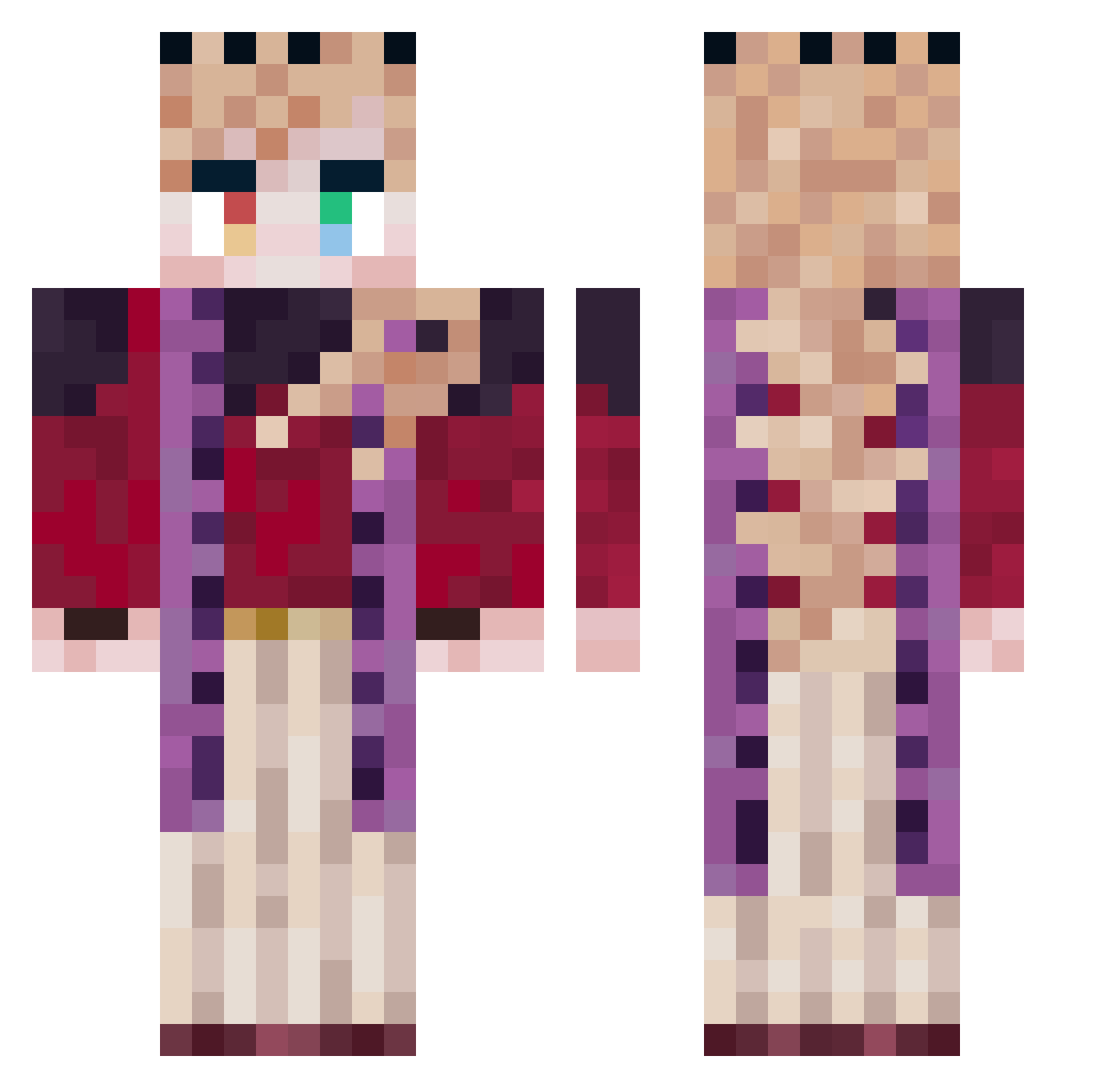 FireChaosEmerald Minecraft skin, front and back view