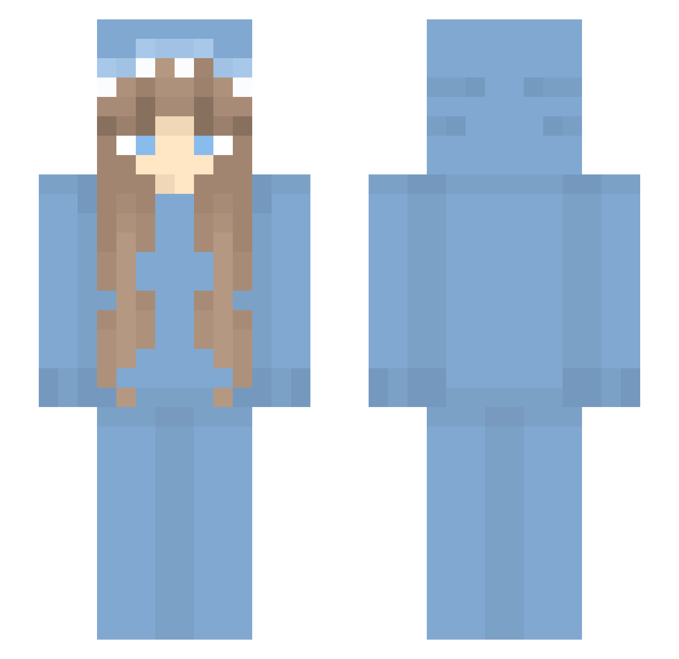Aiggie Minecraft skin, front and back view