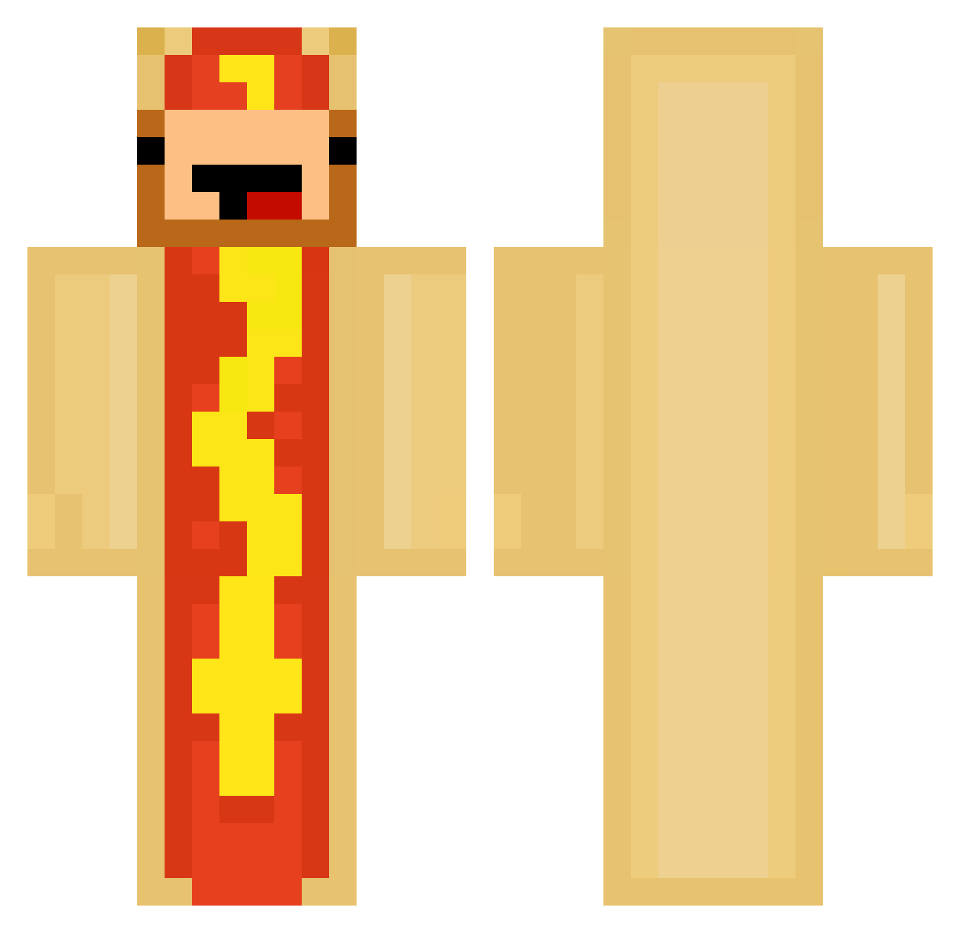 mombaiter Minecraft skin, front and back view