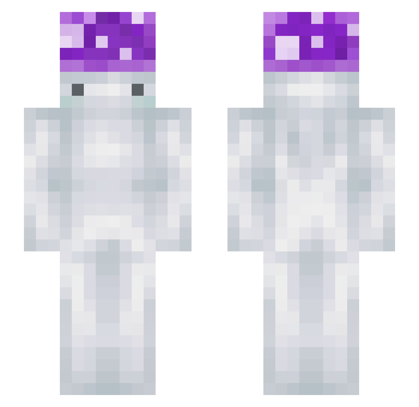 Quxcksxlver Minecraft skin, front and back view