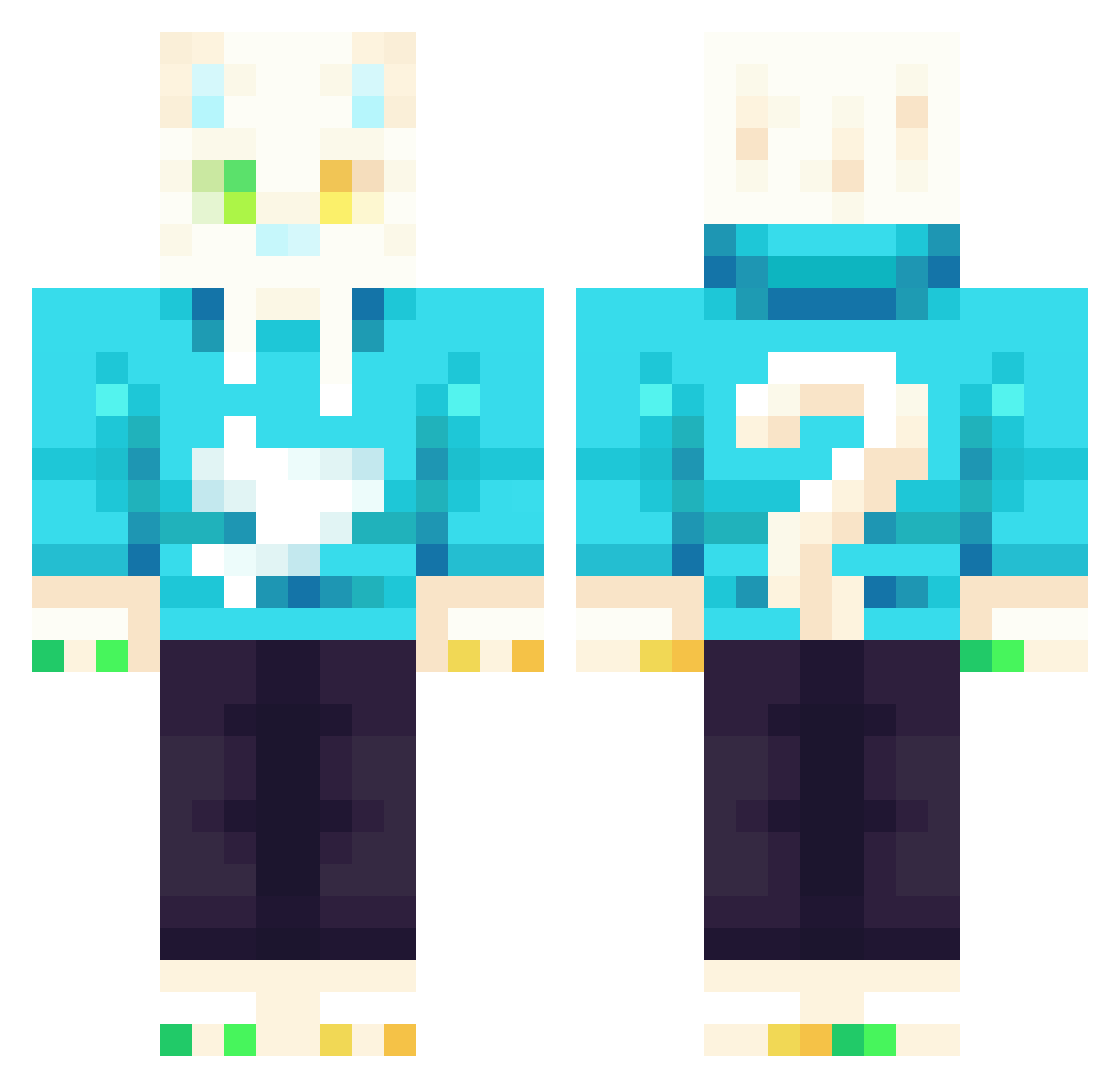 Kosmyk69 Minecraft skin, front and back view