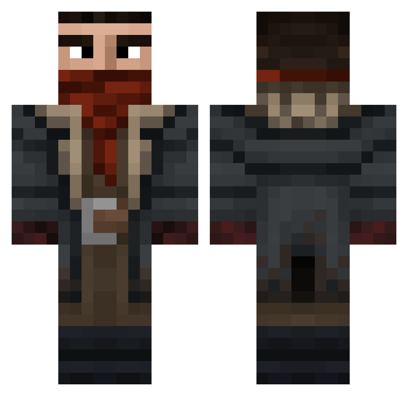 Meilos97 Minecraft skin, front and back view