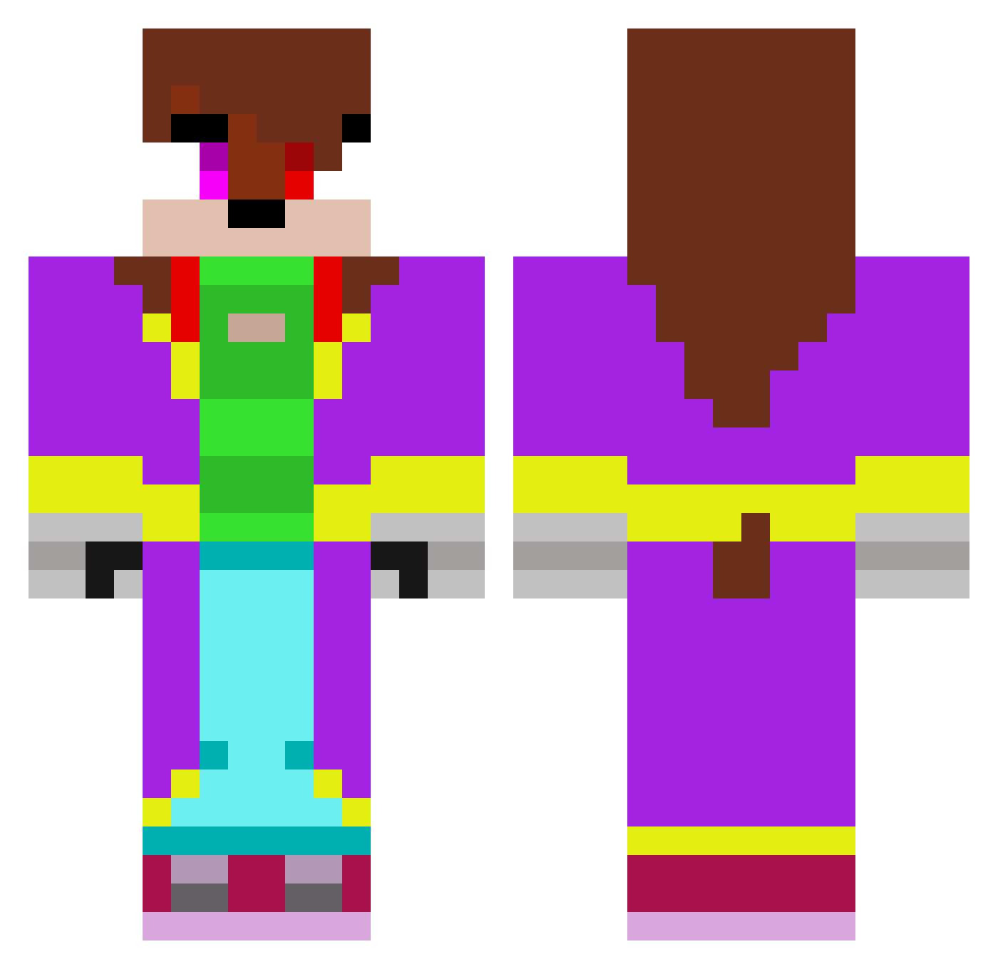 LunnaTheHedgie Minecraft skin, front and back view