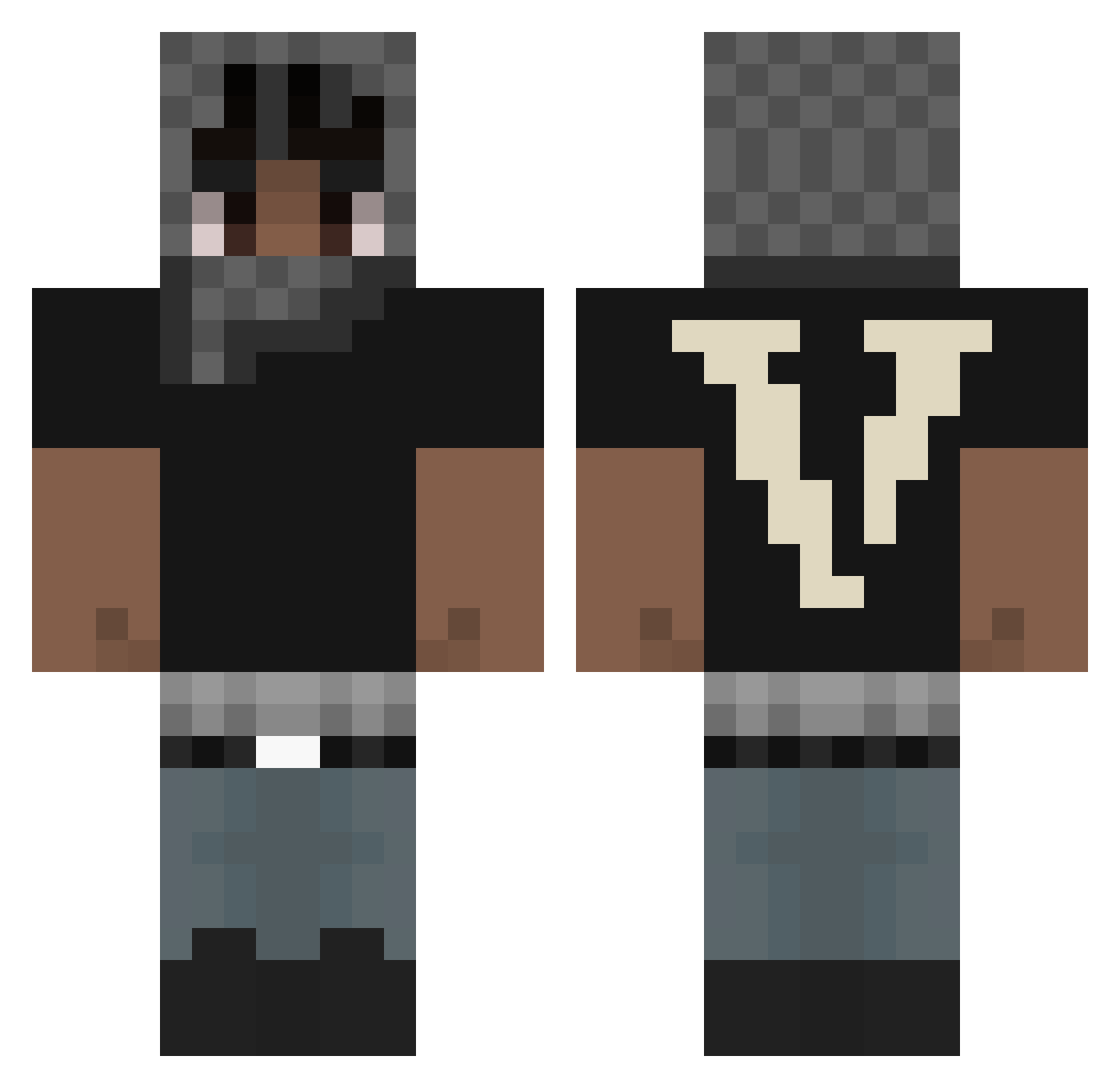oknvco Minecraft skin, front and back view