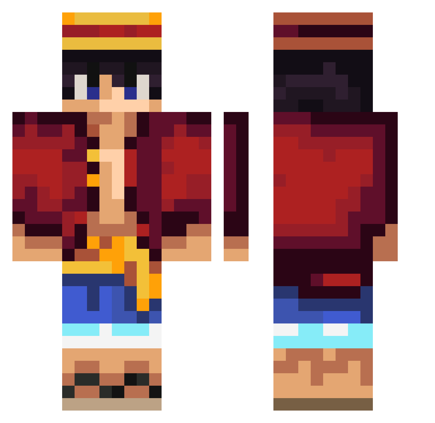 MonsterLu Minecraft skin, front and back view