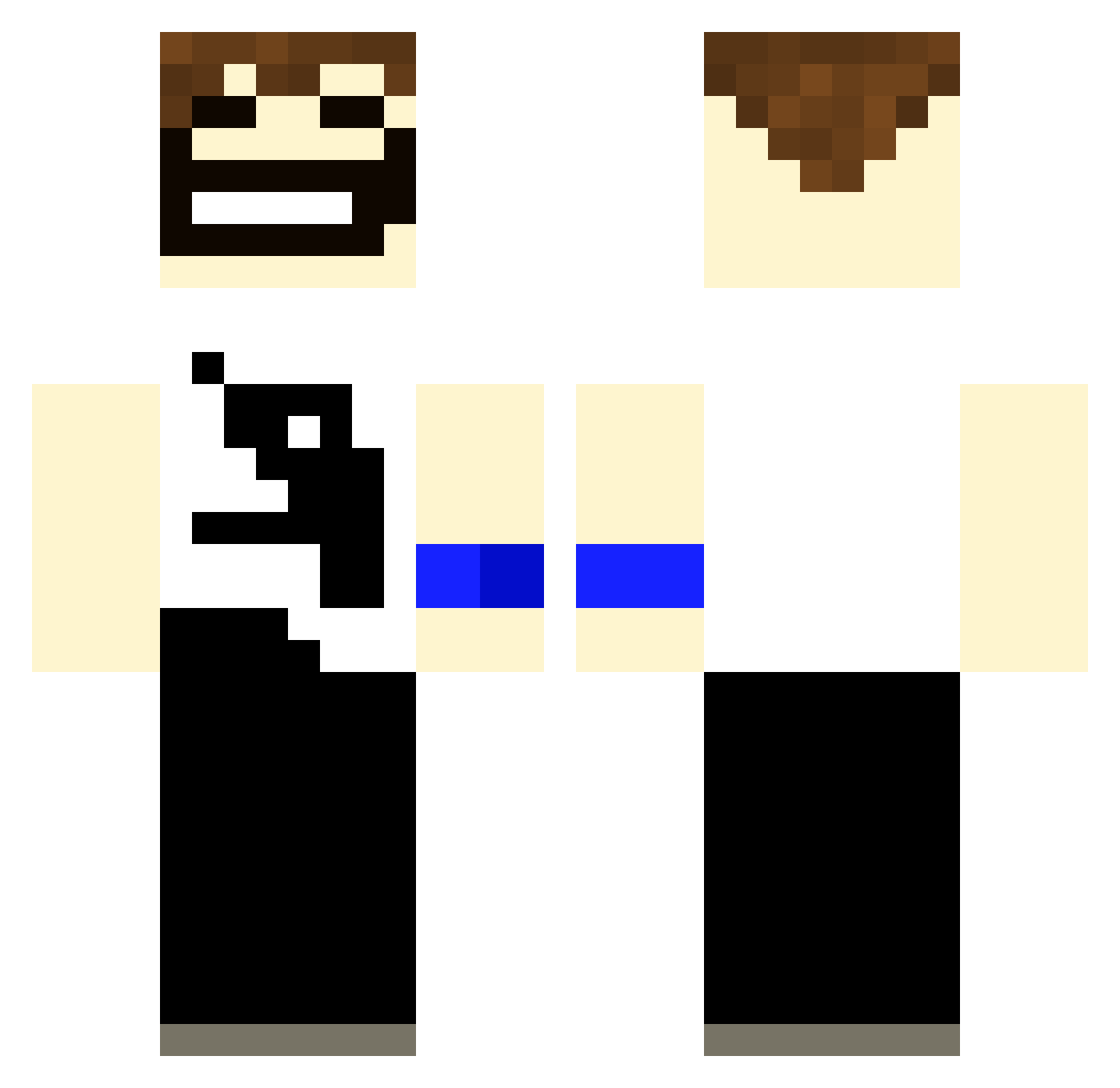 Mantvis6711 Minecraft skin, front and back view
