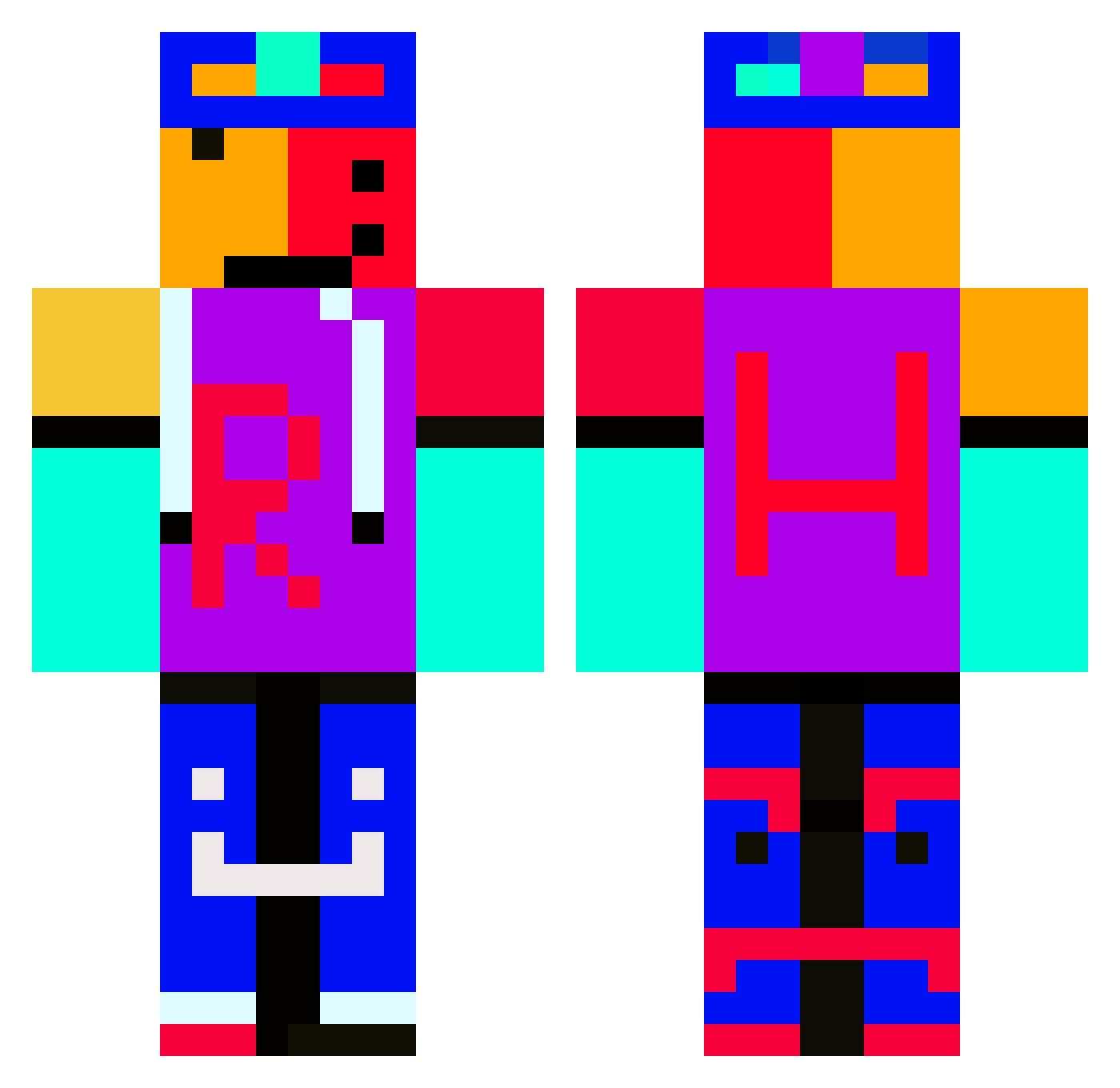 Rio20160 Minecraft skin, front and back view