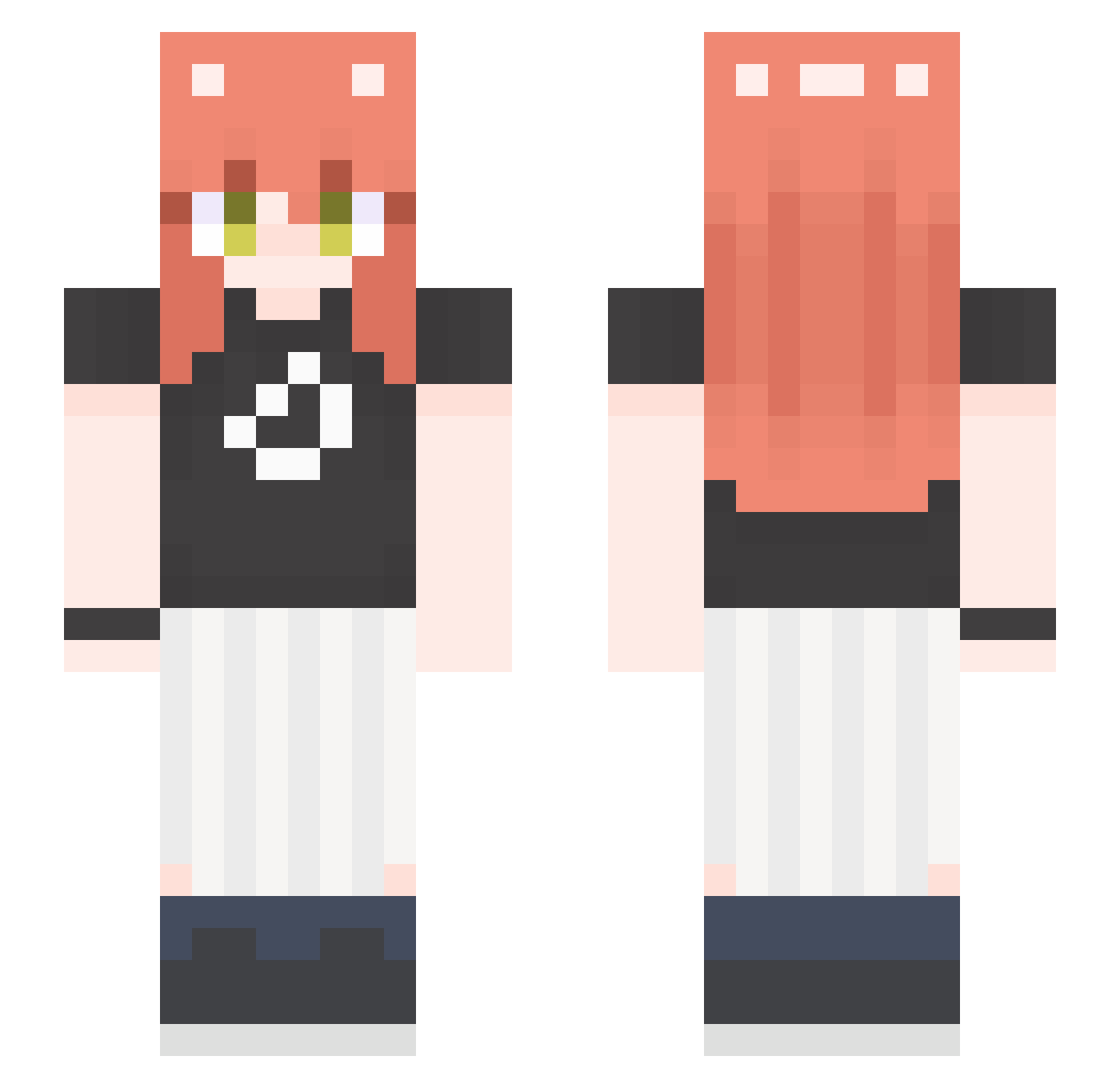 0Suba0 Minecraft skin, front and back view