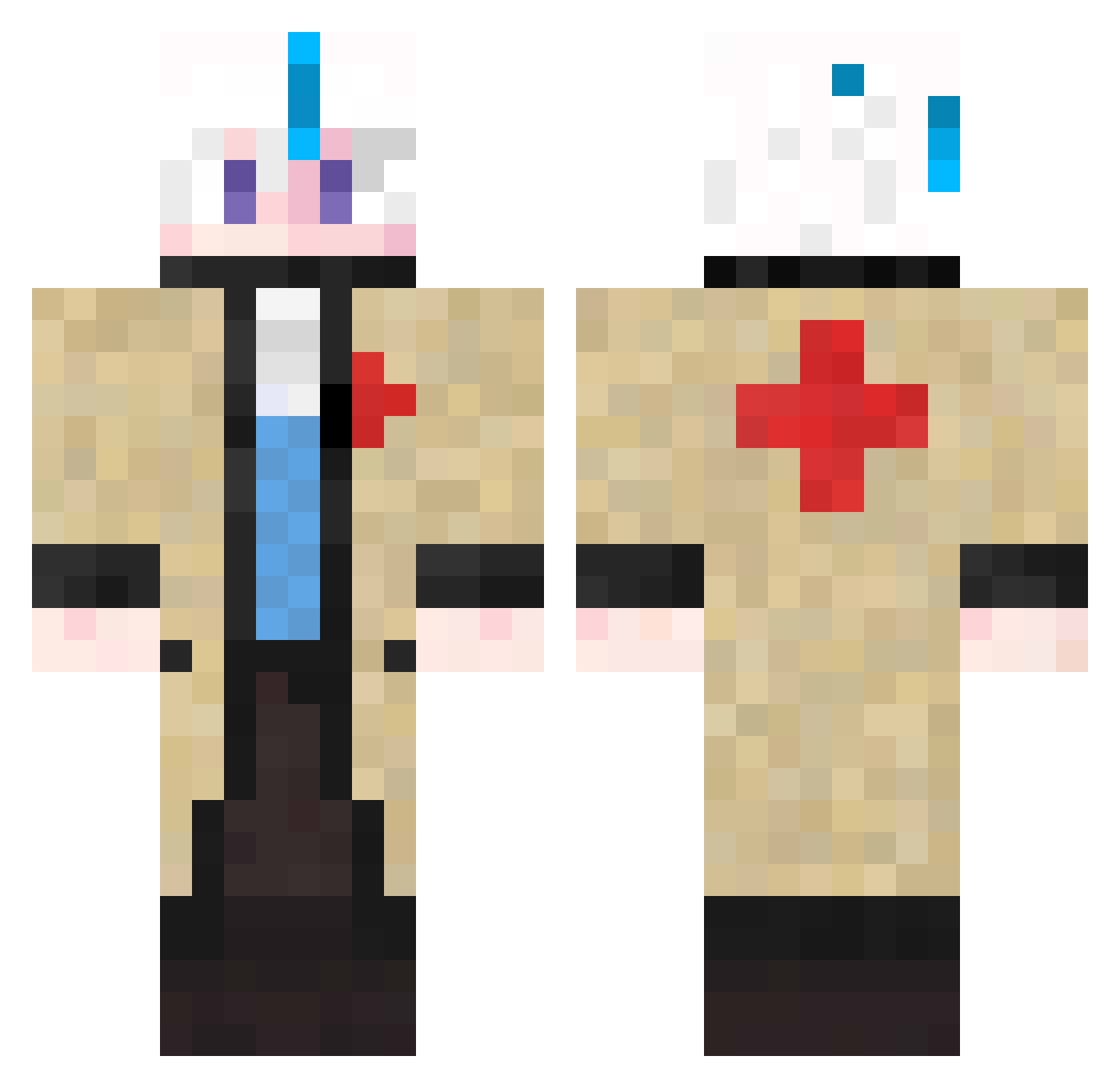 Dartkat Minecraft skin, front and back view
