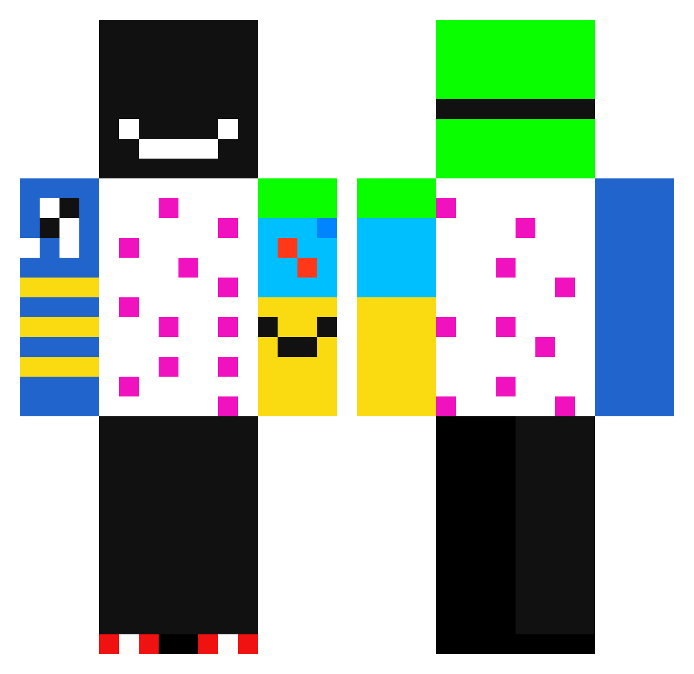 Gwynbl3id Minecraft skin, front and back view