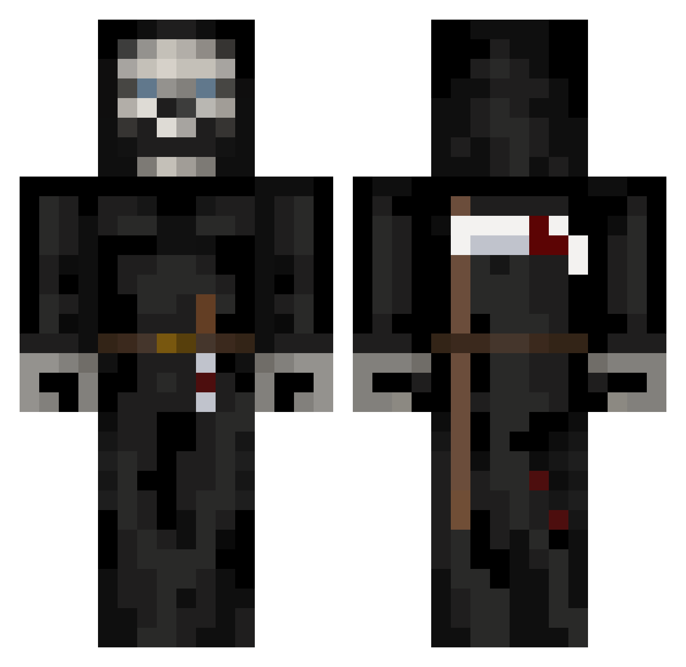 DiscworldDeath Minecraft skin, front and back view
