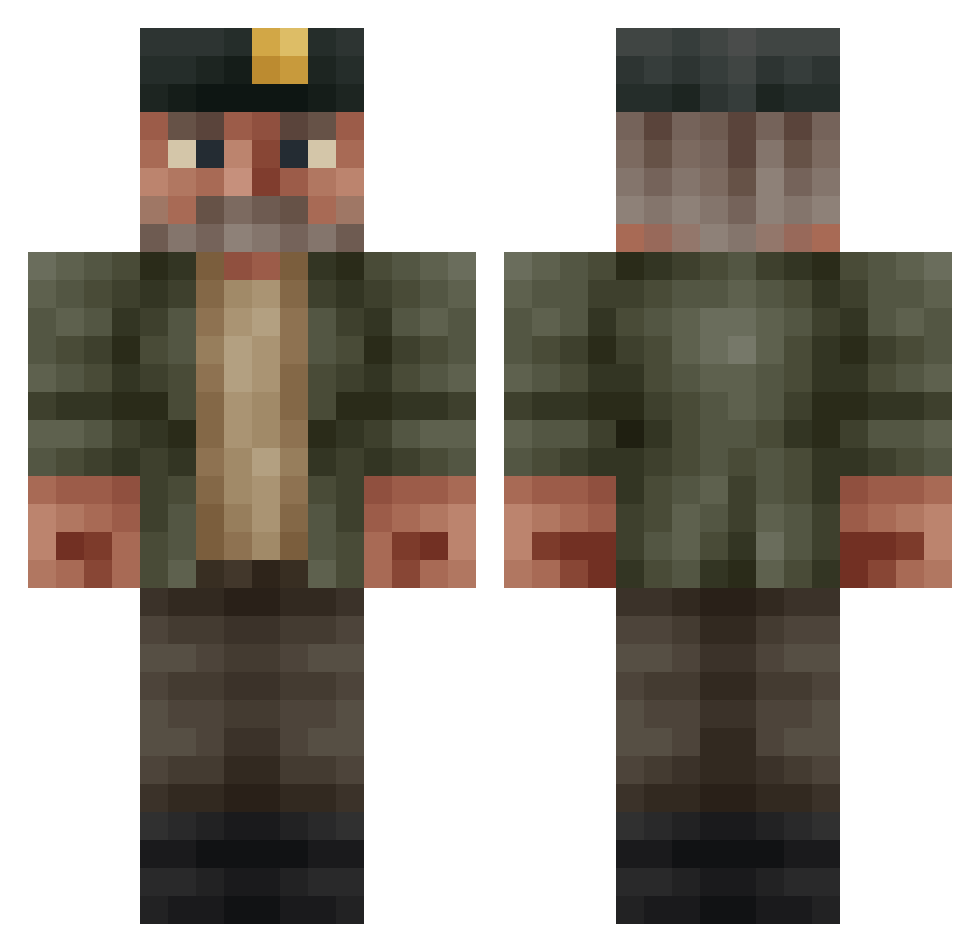 Baretta Minecraft skin, front and back view