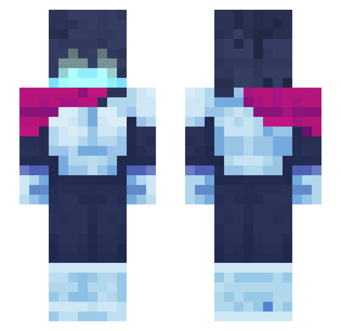 aurafarmin Minecraft skin, front and back view