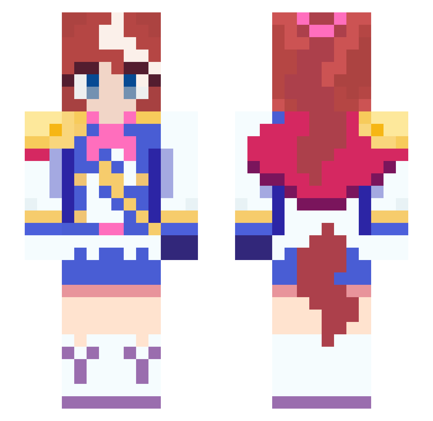 AppetizeToasty Minecraft skin, front and back view