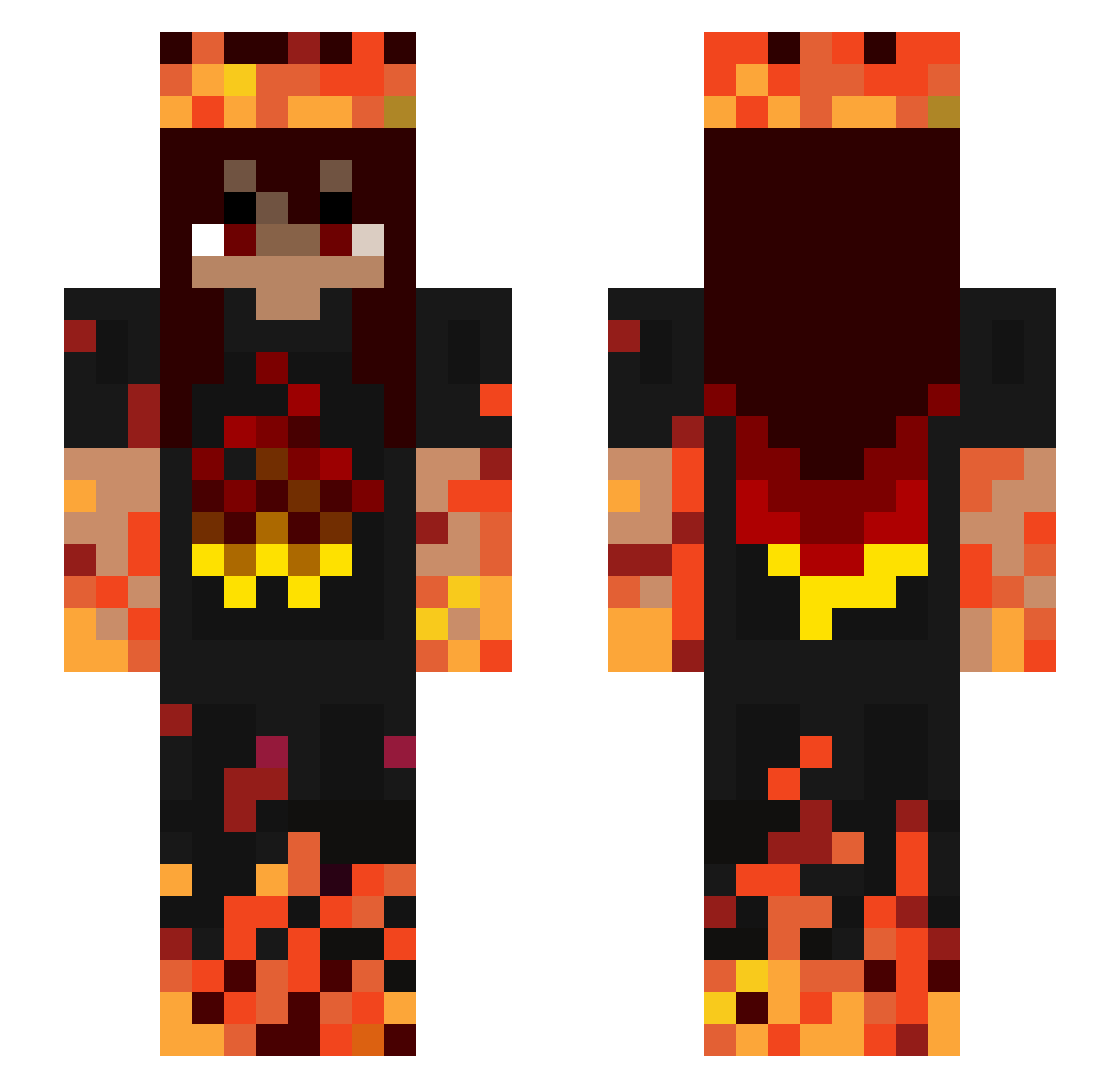 Flamewrd Minecraft skin, front and back view