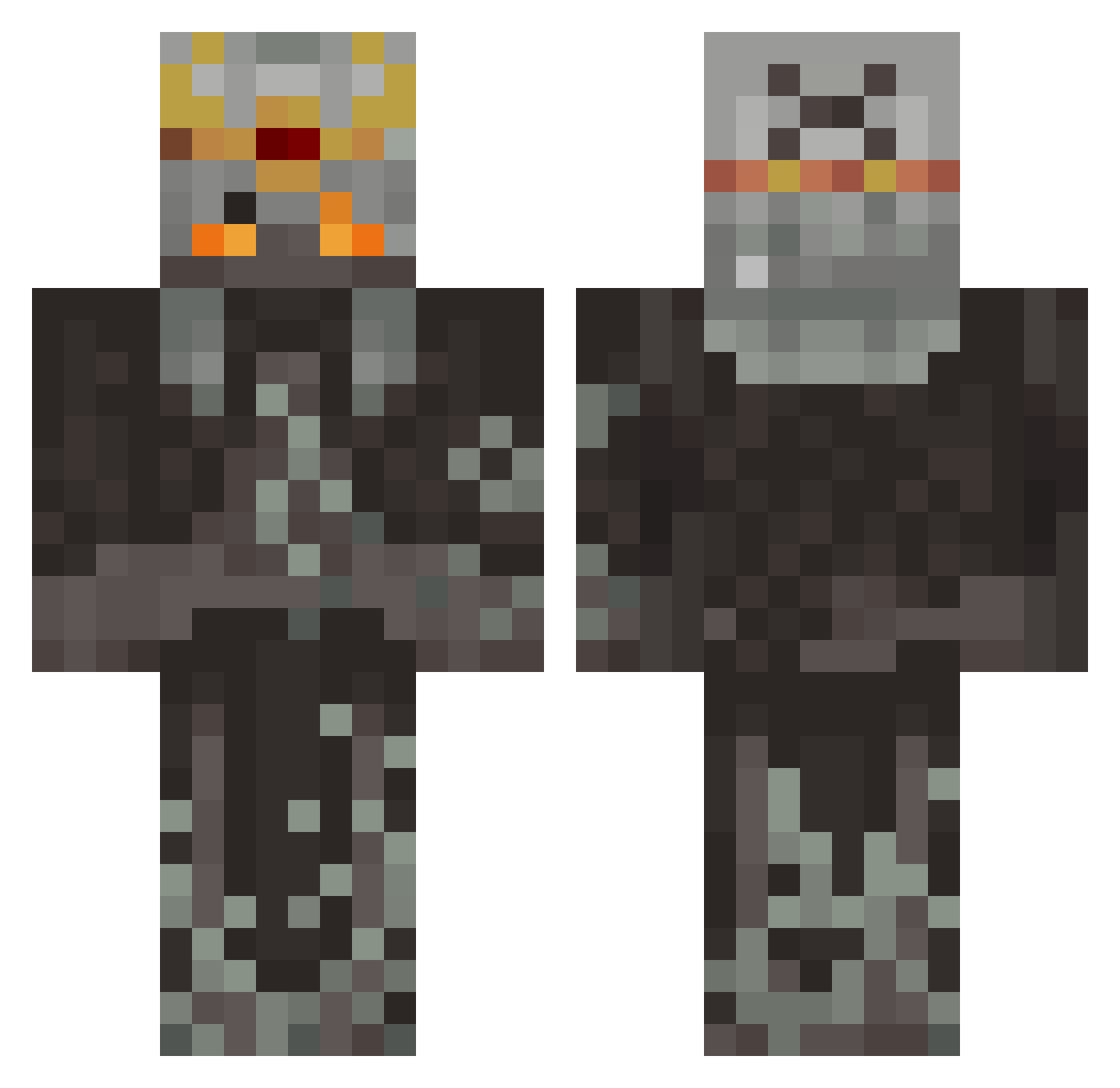 ItzHearts Minecraft skin, front and back view