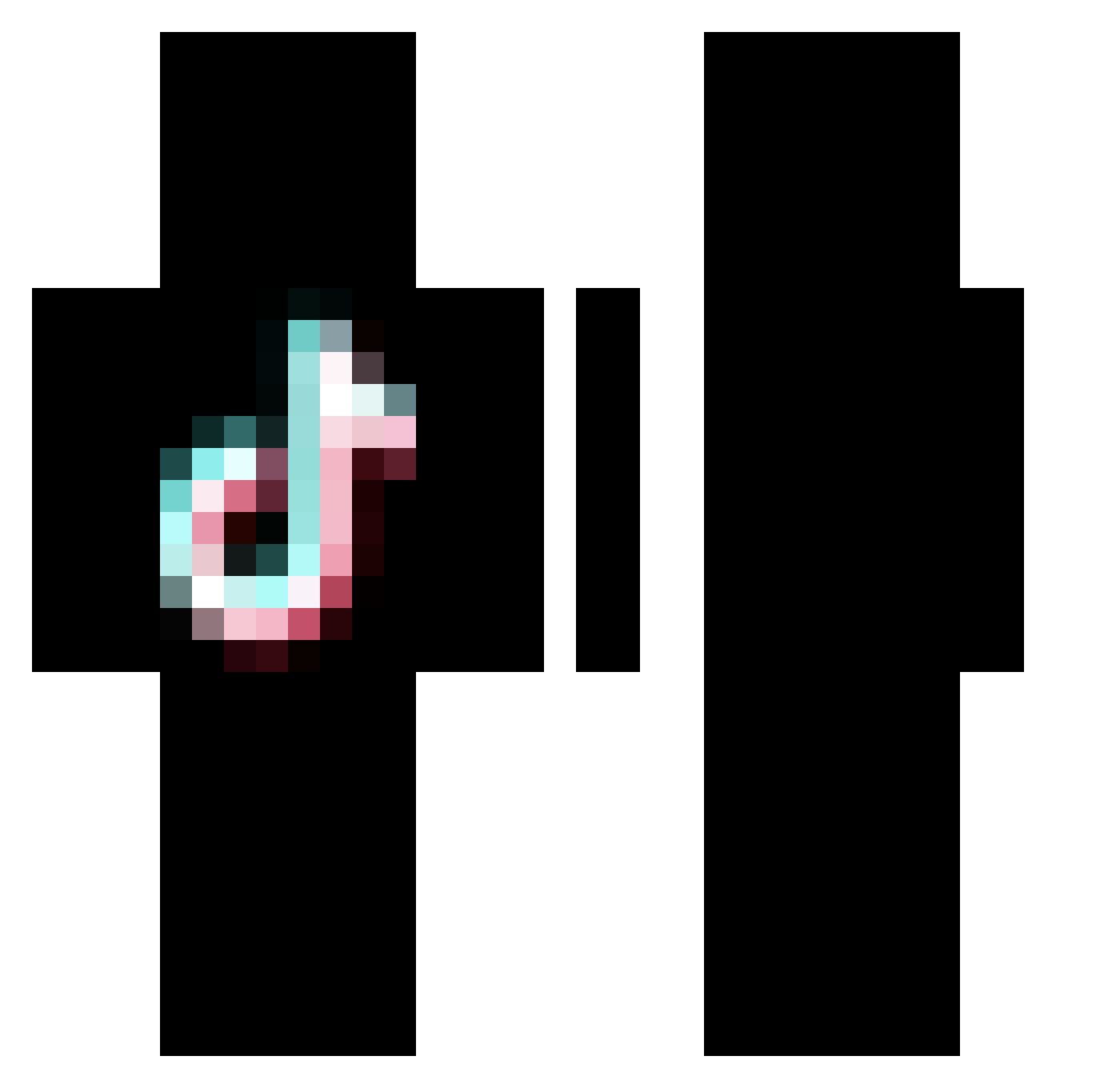 karoluxxx Minecraft skin, front and back view