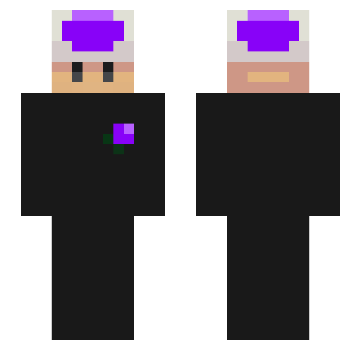 xDqqn Minecraft skin, front and back view