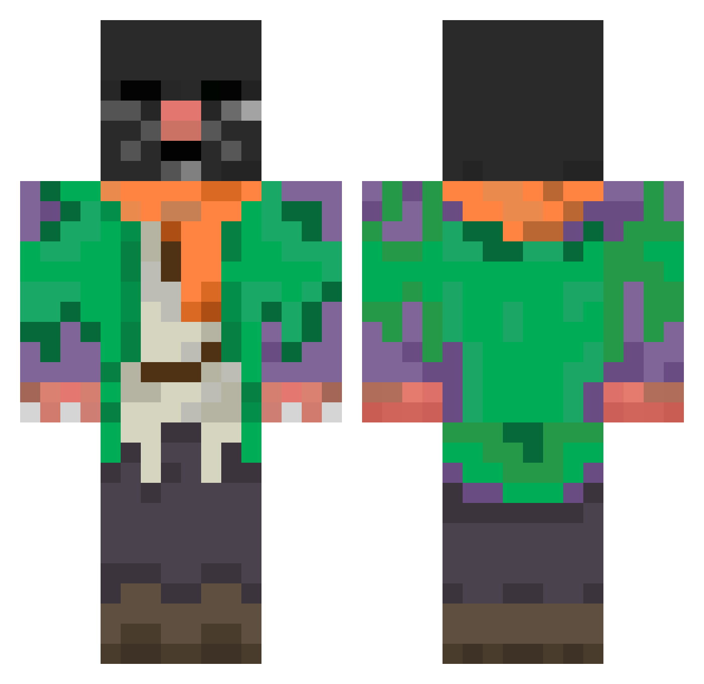 Slasher_Krot Minecraft skin, front and back view