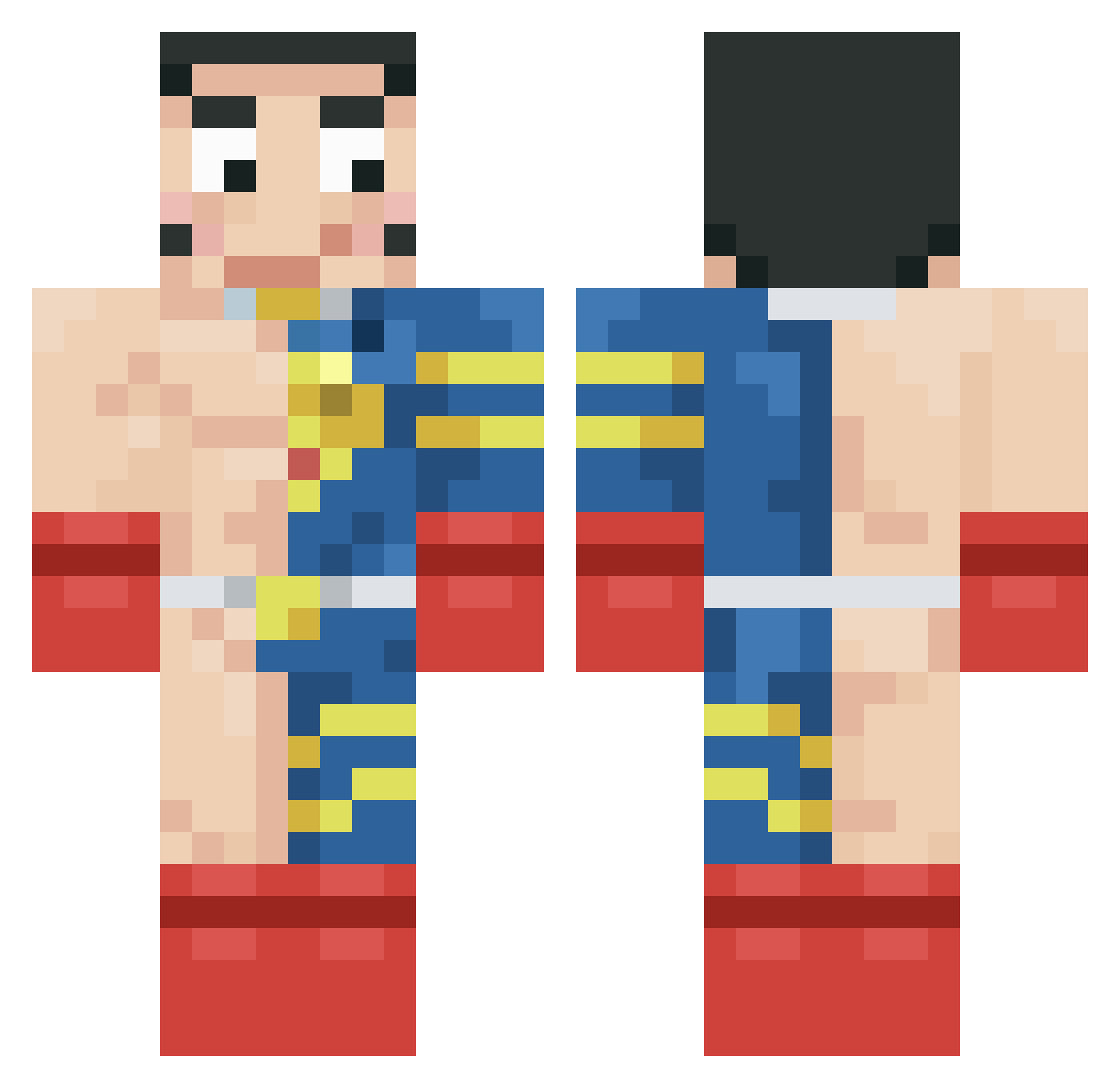 Minaock Minecraft skin, front and back view