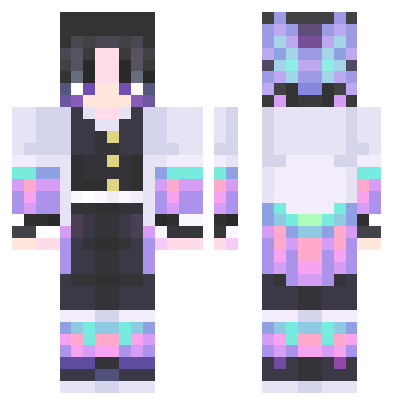 Shaskei Minecraft skin, front and back view