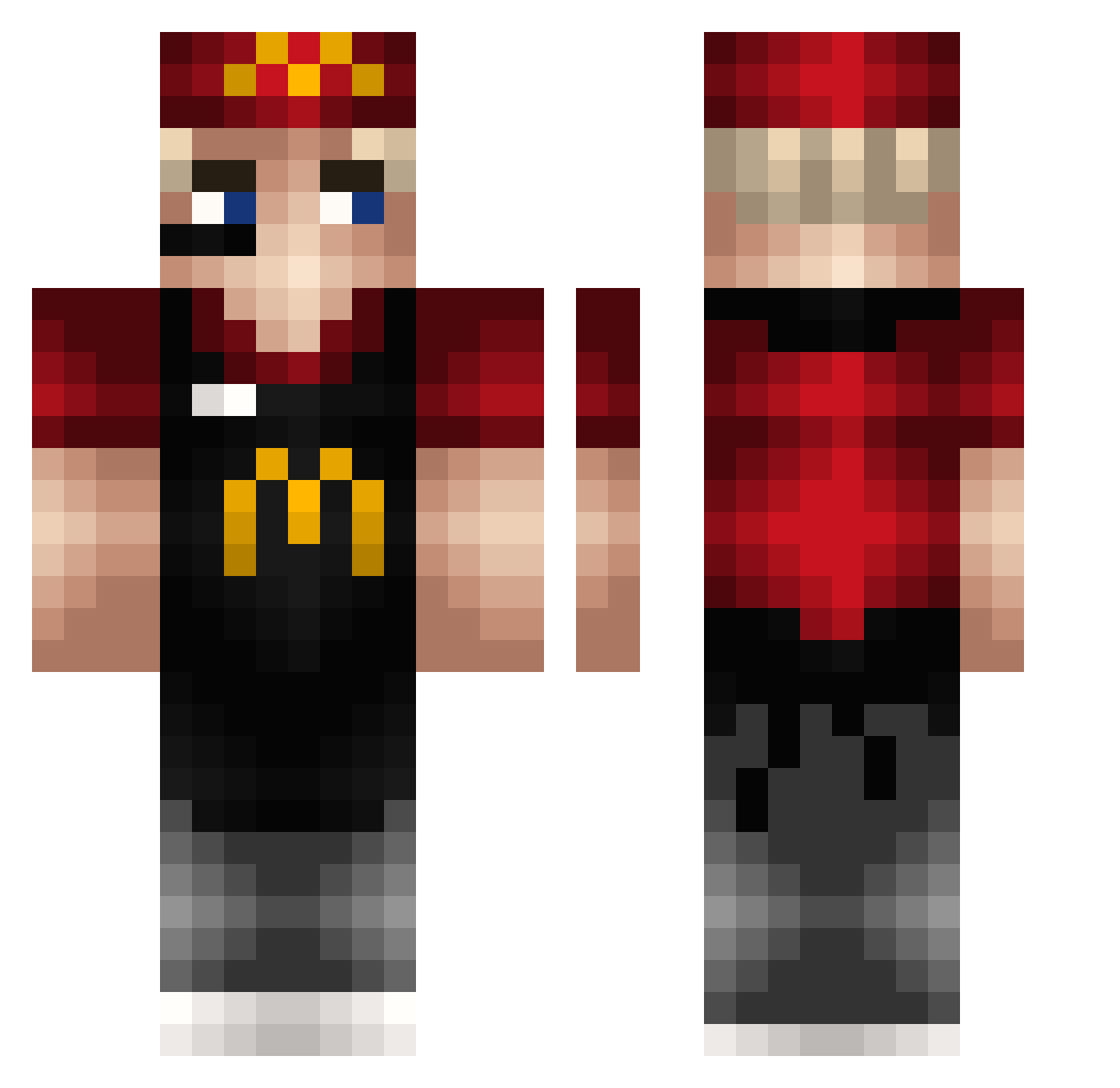 Pratuz Minecraft skin, front and back view