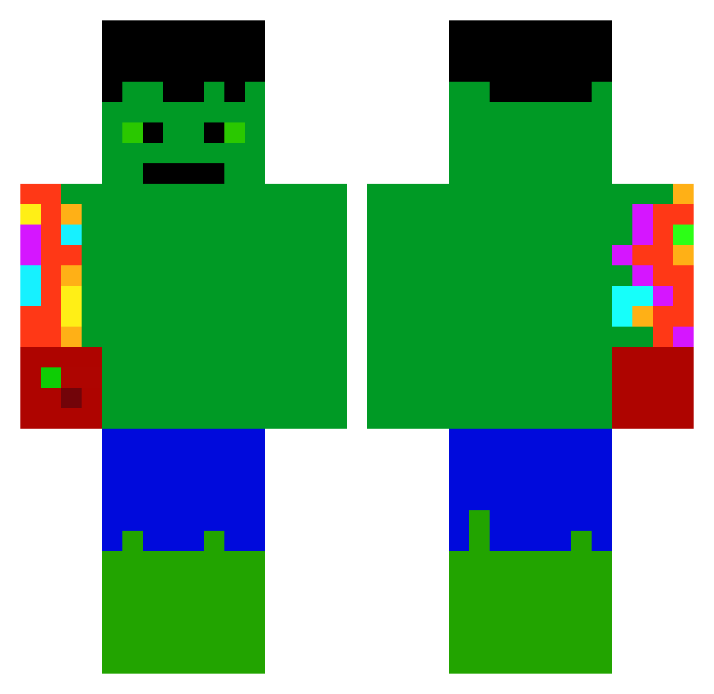 Bhyzi Minecraft skin, front and back view