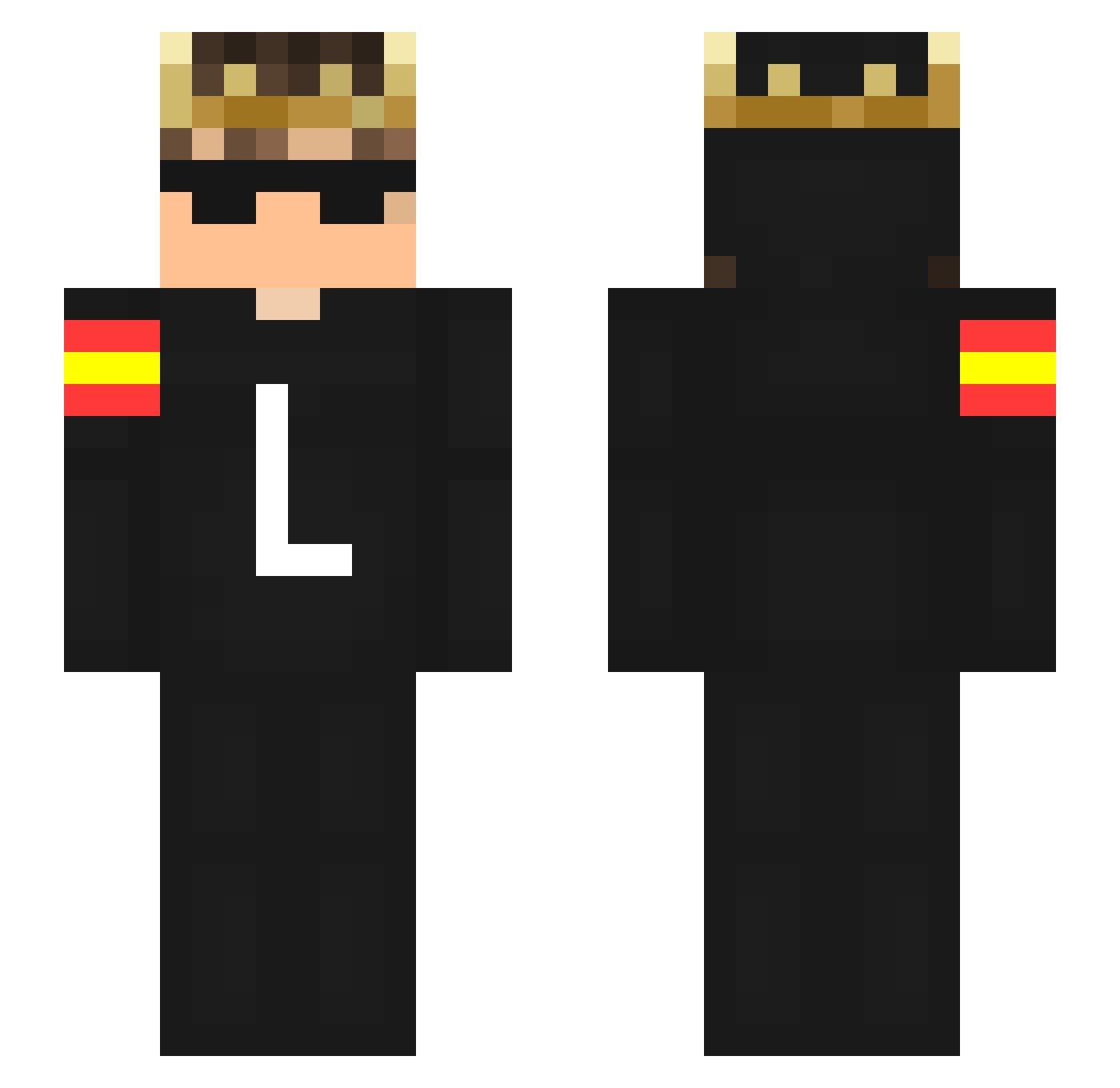 Runeado Minecraft skin, front and back view