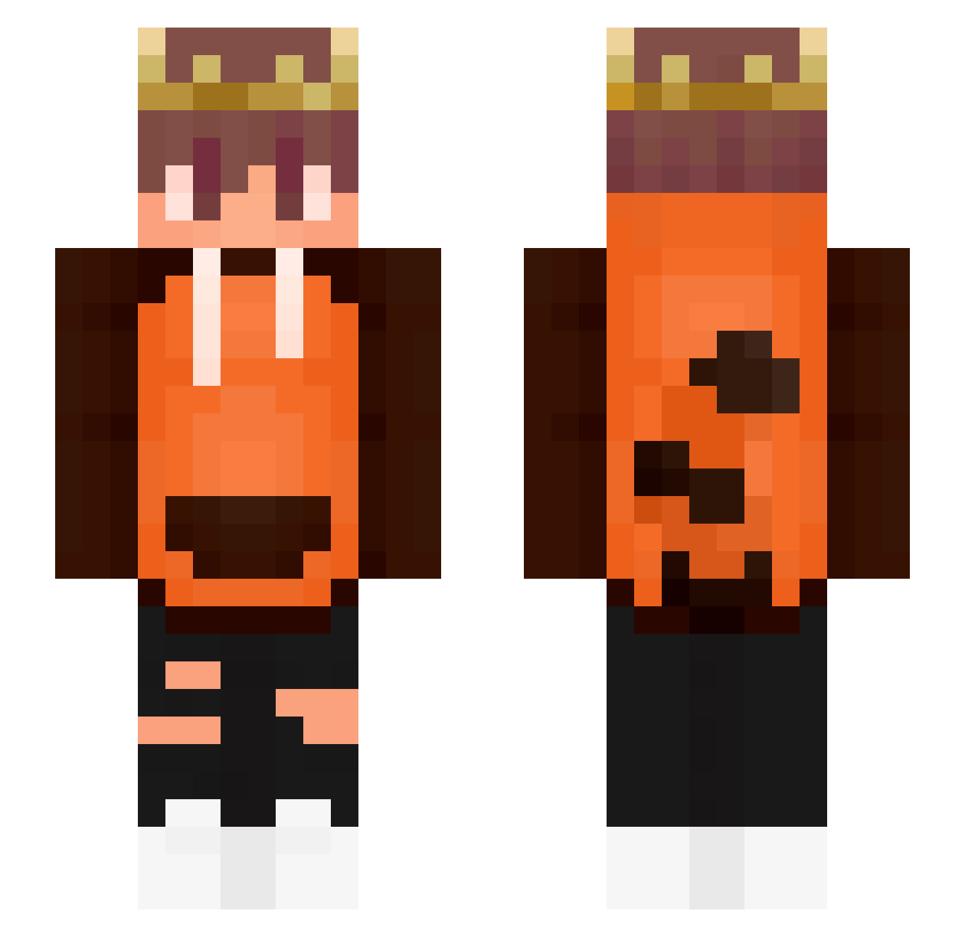 RedPqndx Minecraft skin, front and back view