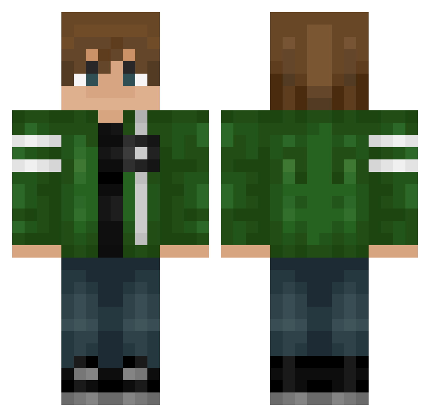 JackieFuture Minecraft skin, front and back view