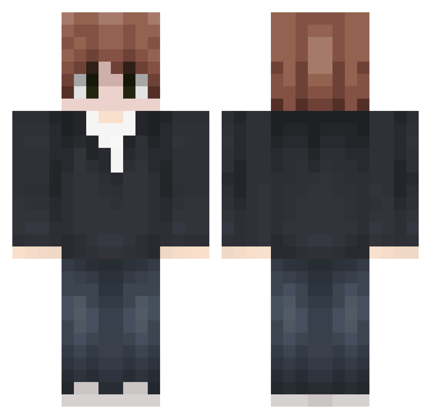 Geographies Minecraft skin, front and back view