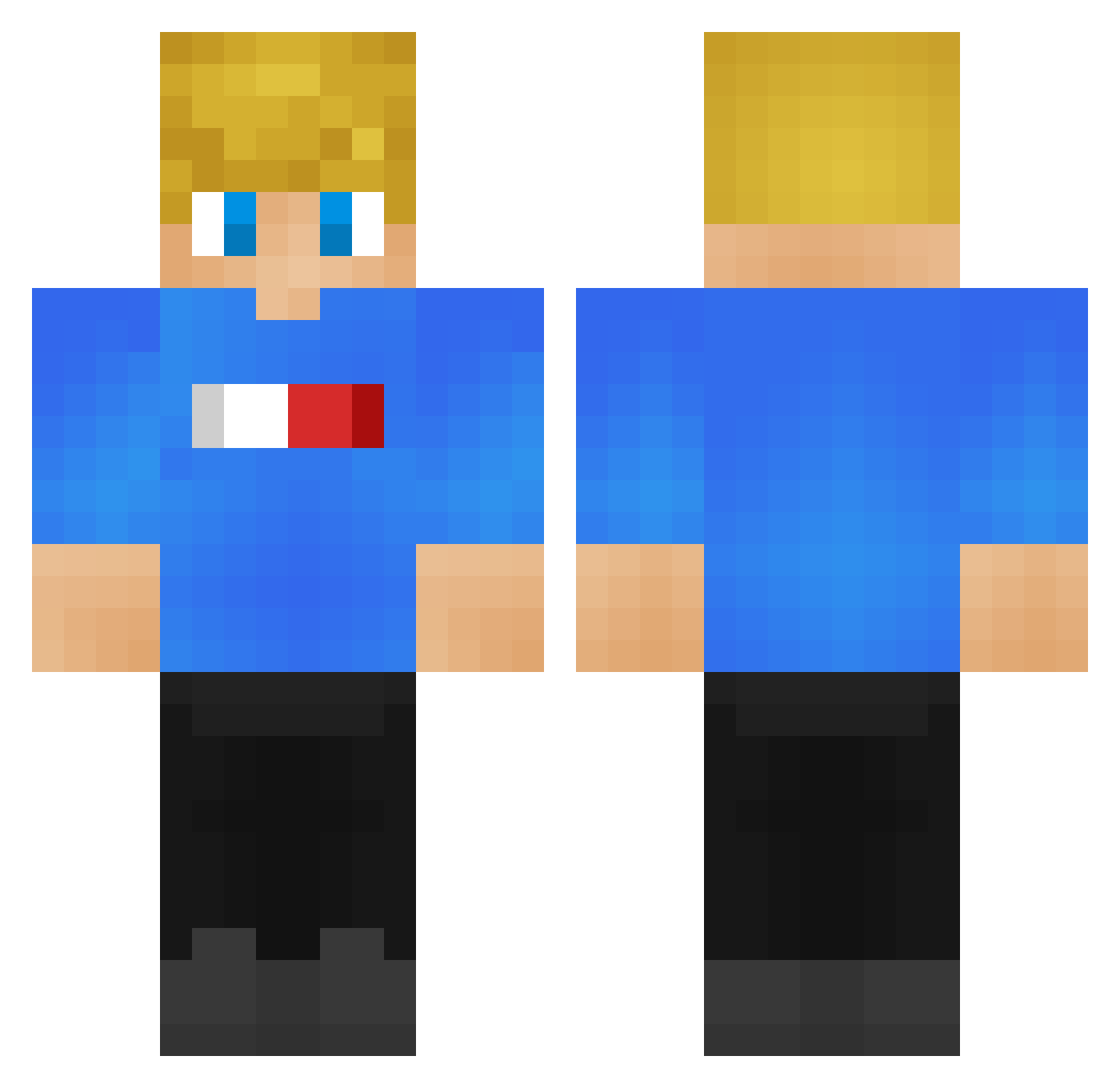 OnlyYT Minecraft skin, front and back view