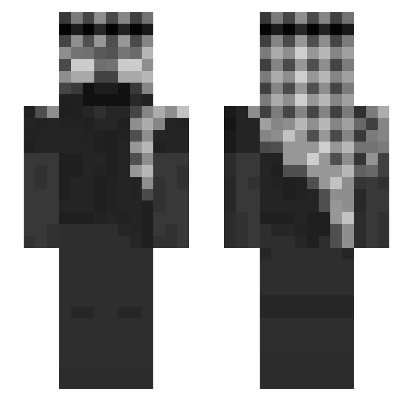 Skitakos Minecraft skin, front and back view