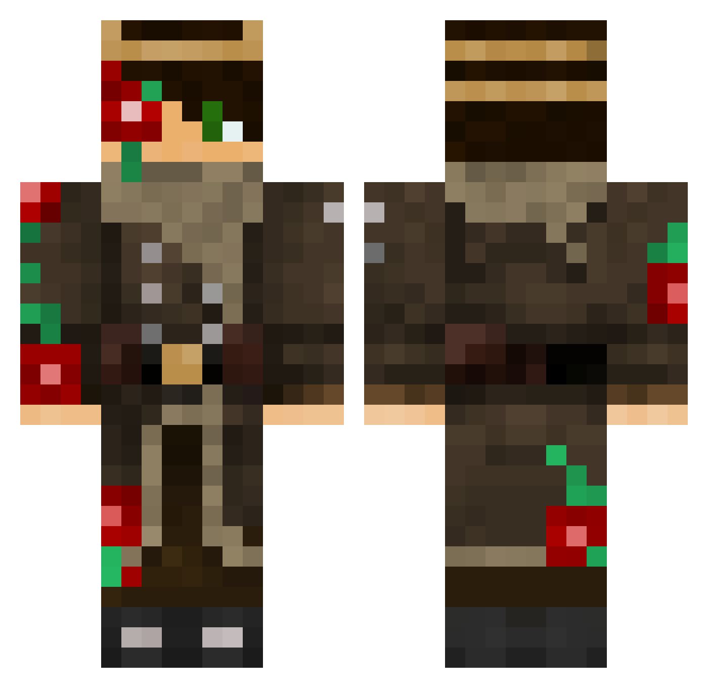Skeletundra Minecraft skin, front and back view