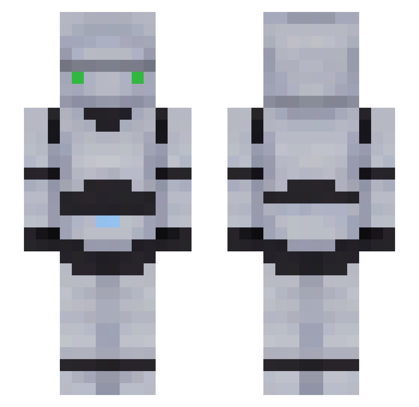 Moonium Minecraft skin, front and back view